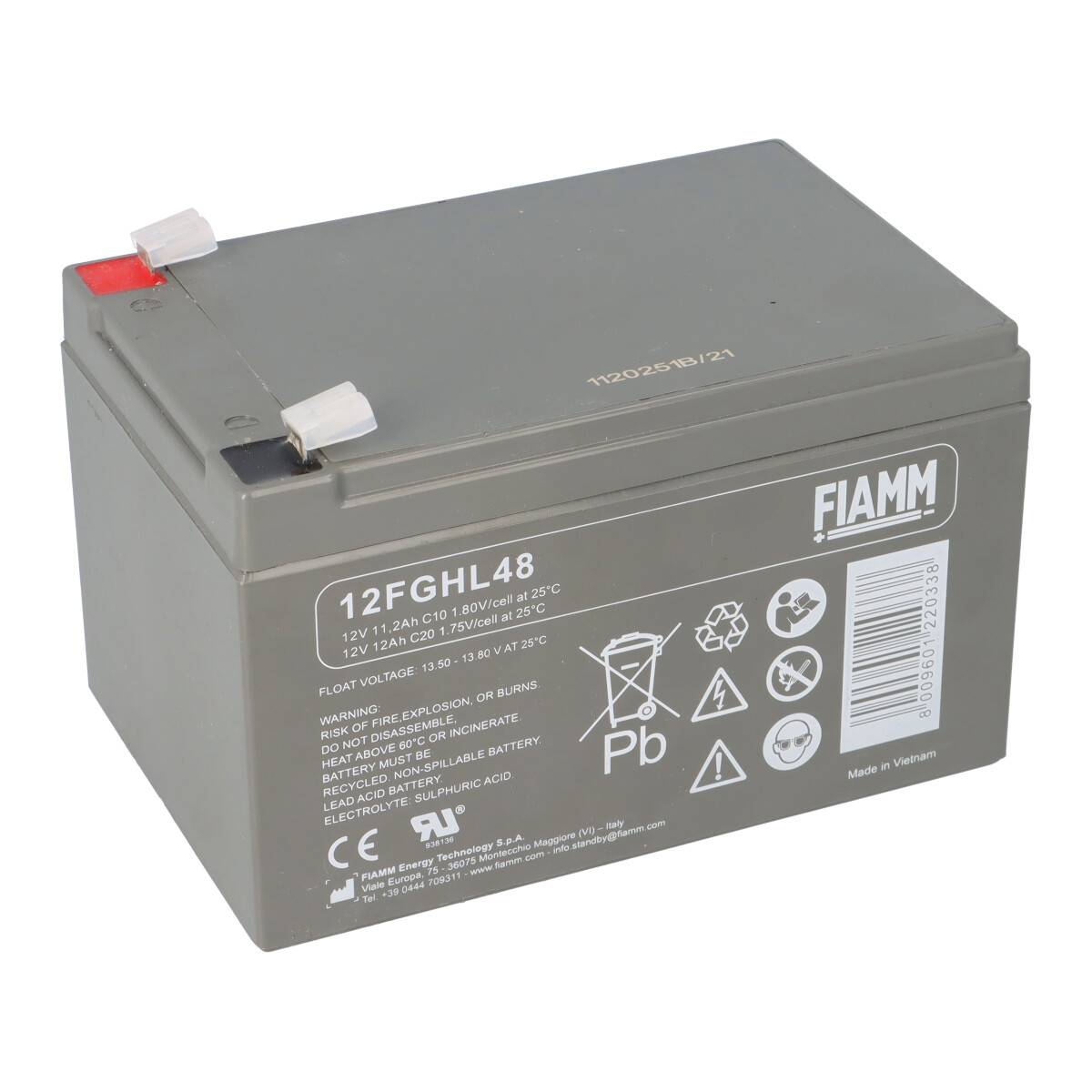 FIAMM 12FGHL48 High-Rate Longlife AGM Bleiakku 12V 12Ah T2 / Faston 6,3 mm