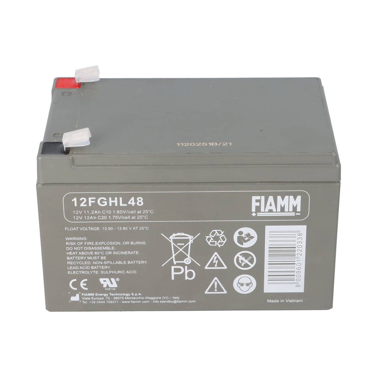 FIAMM 12FGHL48 High-Rate Longlife AGM Bleiakku 12V 12Ah T2 / Faston 6,3 mm
