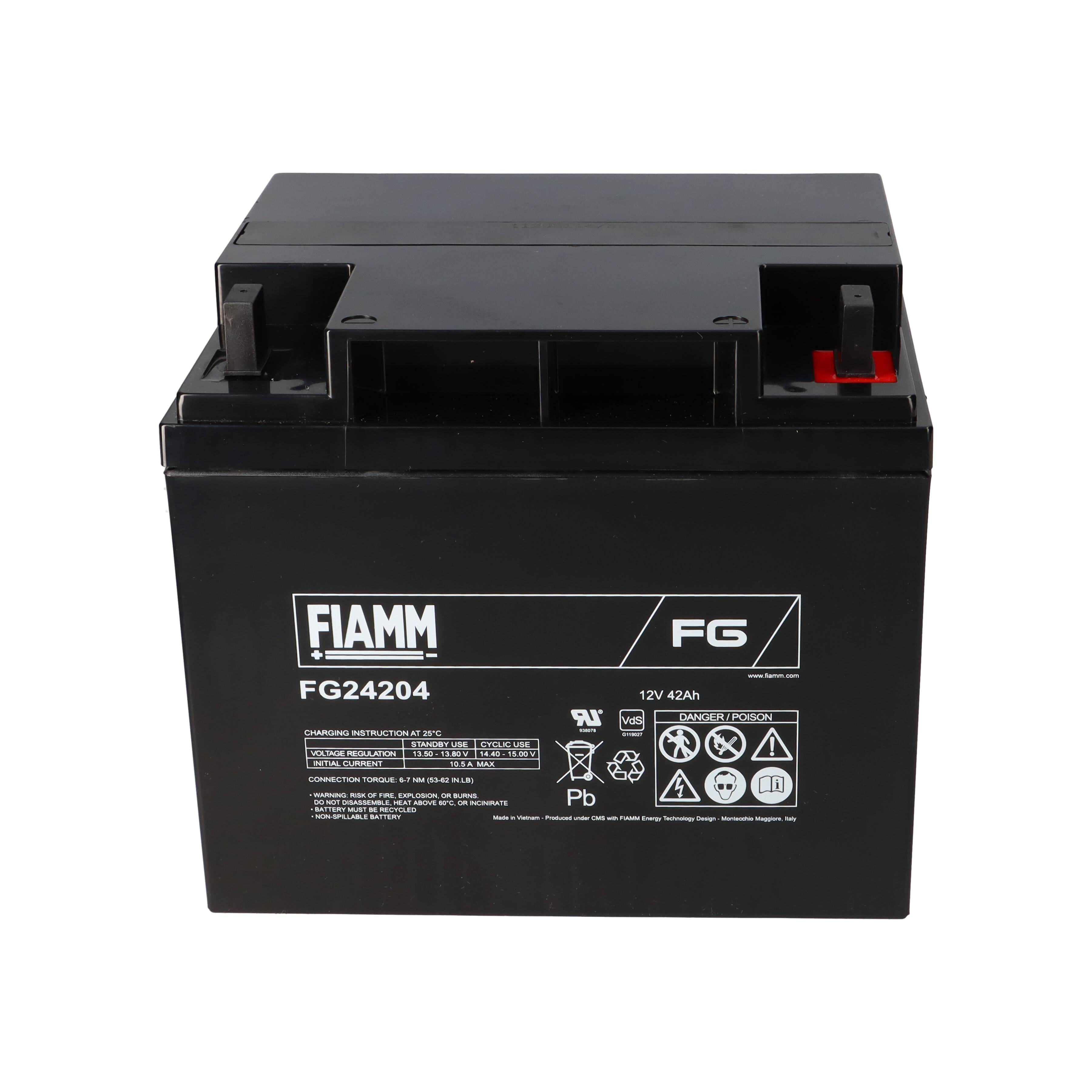 Fiamm Blei-Akku FG24204 12V 42Ah Pb M6 Schraubanschluss