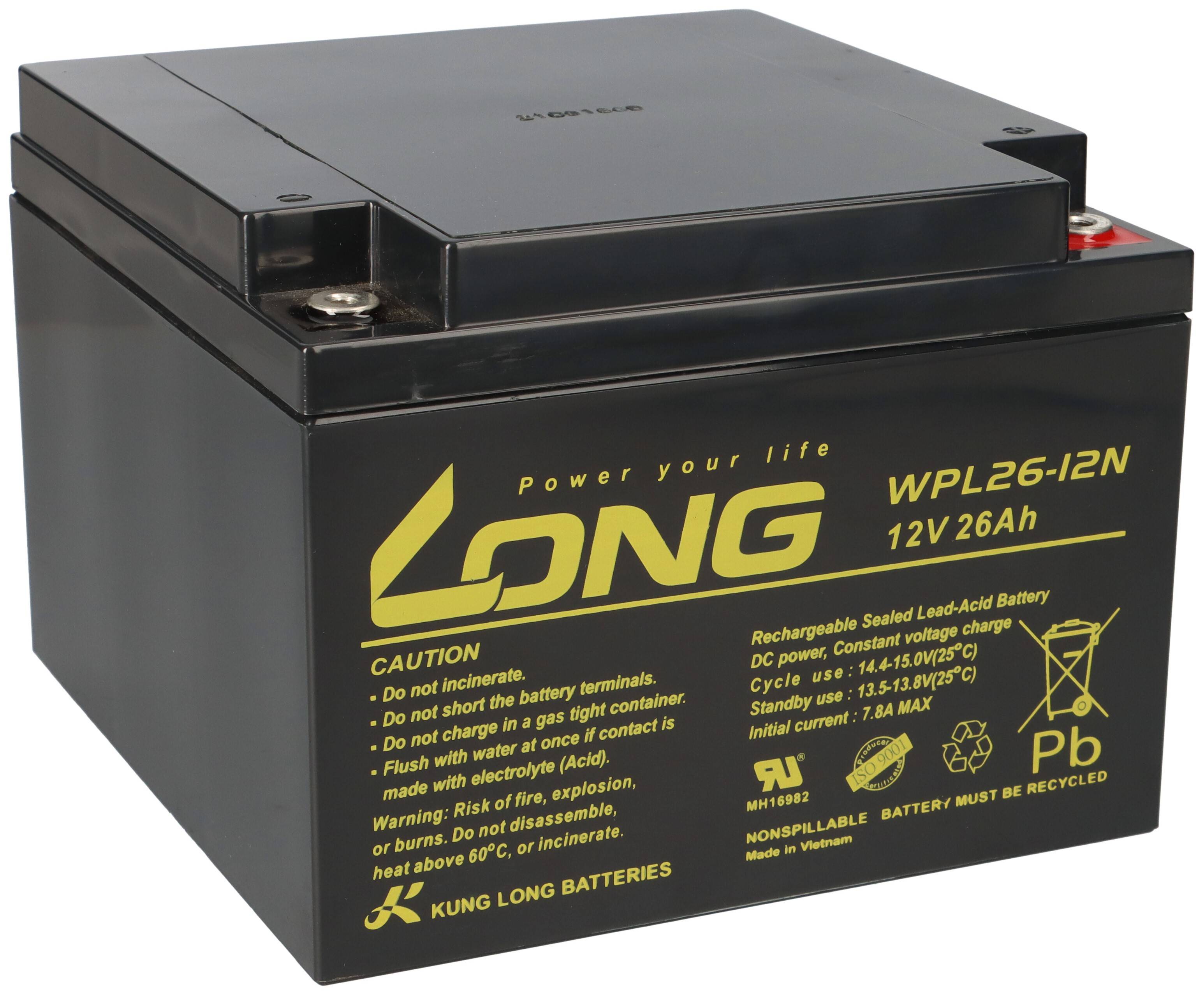 Kung Long WPL26-12N Pb Blei Akku 12V 26Ah longlife