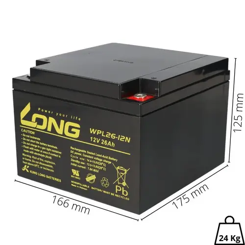Kung Long WPL26-12N Pb Blei Akku 12V 26Ah longlife Kung Long WPL26-12N Pb Blei Akku 12V 26Ah longlife