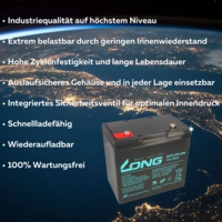 Kung Long Akku 12V 55Ah Pb Batterie Bleigel WPL55-12N Longlife Kung Long Akku 12V 55Ah Pb Batterie Bleigel WPL55-12N Longlife