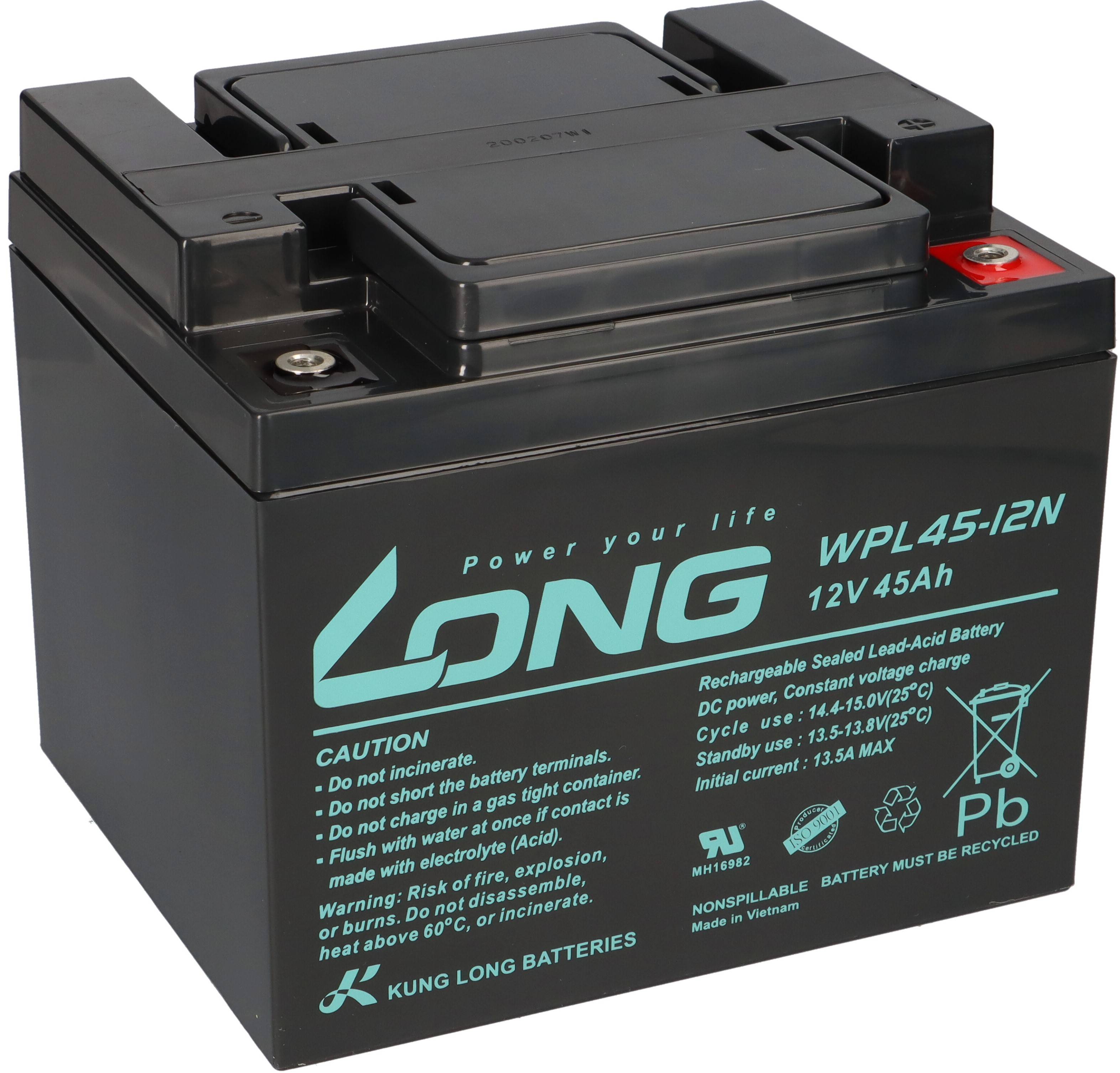 Kung Long WPL45-12N 12V 45Ah AGM Bleiakku M6 Longlife