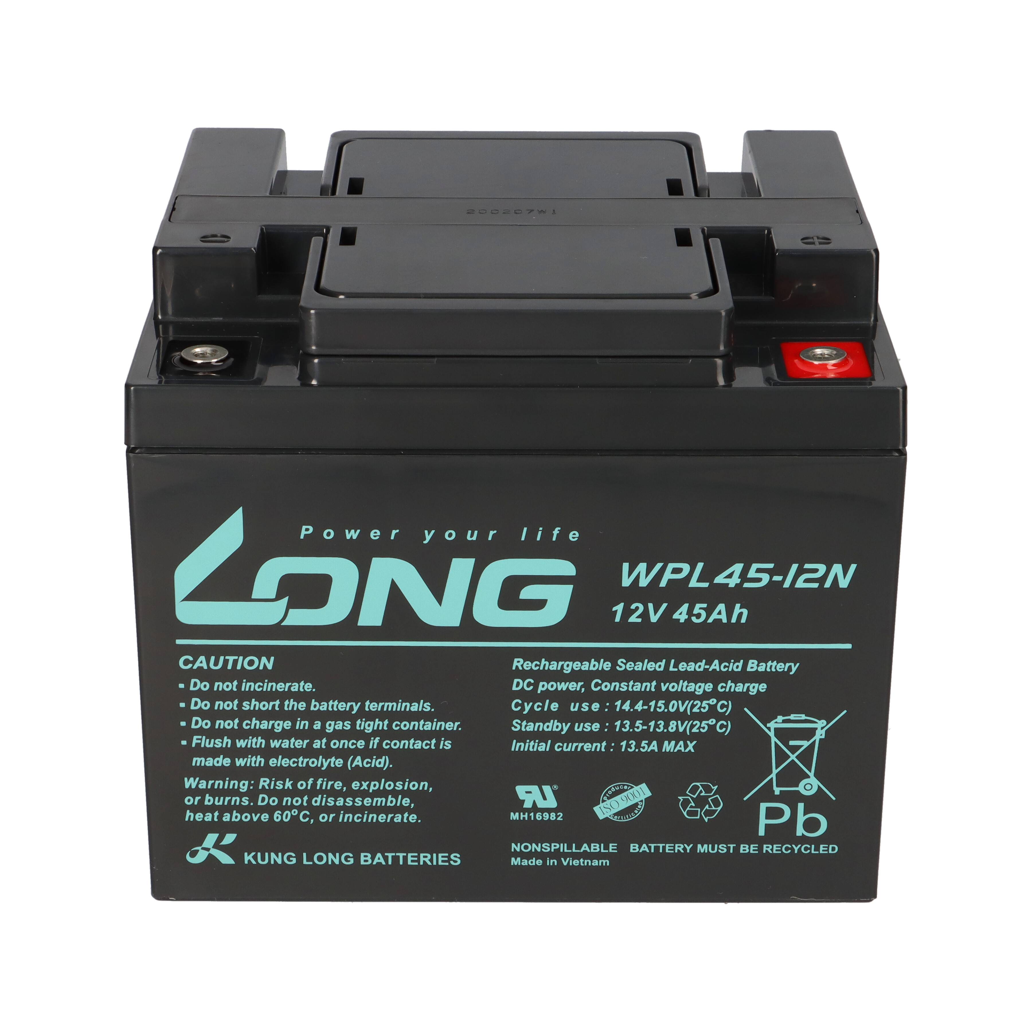 Kung Long WPL45-12N 12V 45Ah AGM Bleiakku M6 Longlife