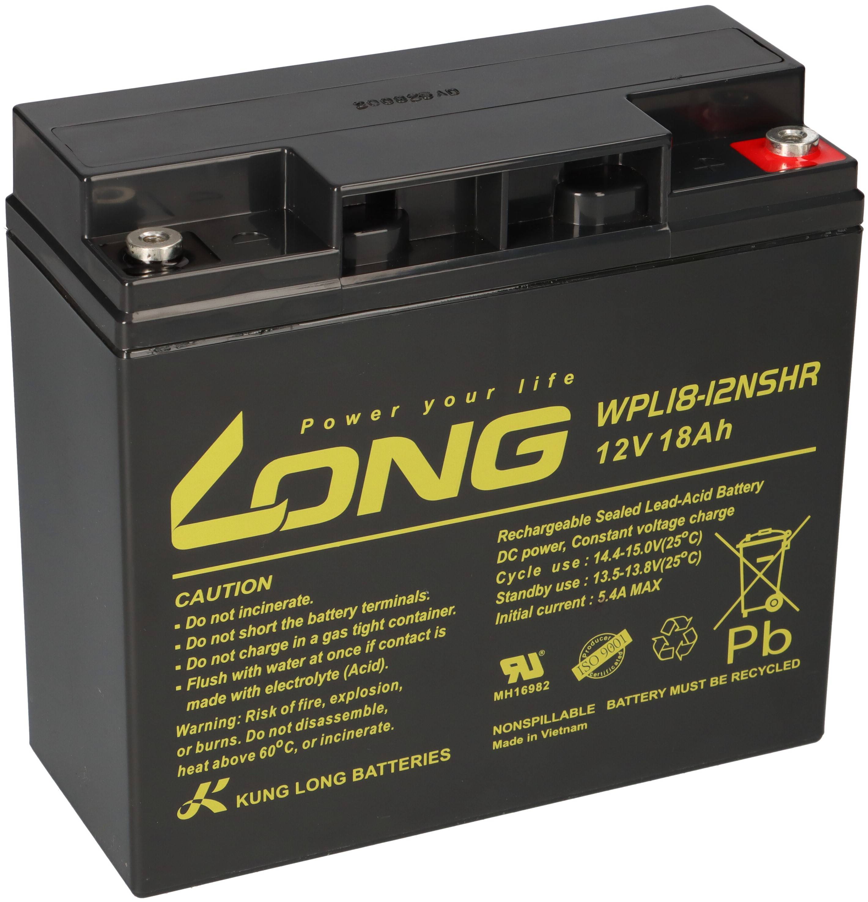 Kung Long WPL18-12NSHR 12V 18Ah AGM Bleiakku M5 Hochstrom