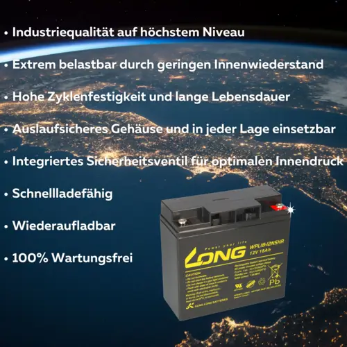 Kung Long Bleiakku 12V 18Ah WPL18-12NSHR longlife 10 Jahre Kung Long Bleiakku 12V 18Ah WPL18-12NSHR longlife 10 Jahre
