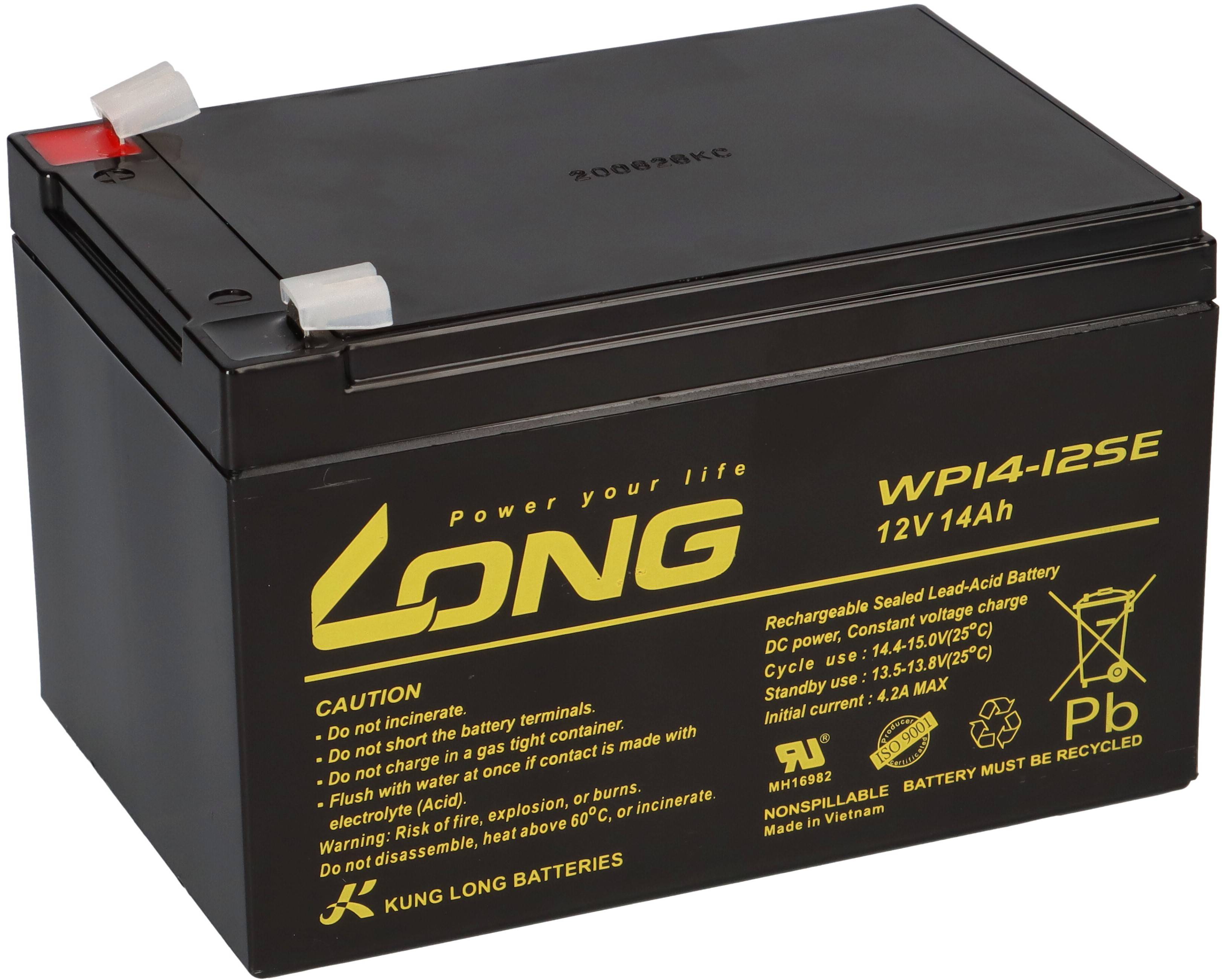 Kung Long WP14-12SE 12V 14Ah AGM Bleiakku – zyklenfest F2 6,3mm
