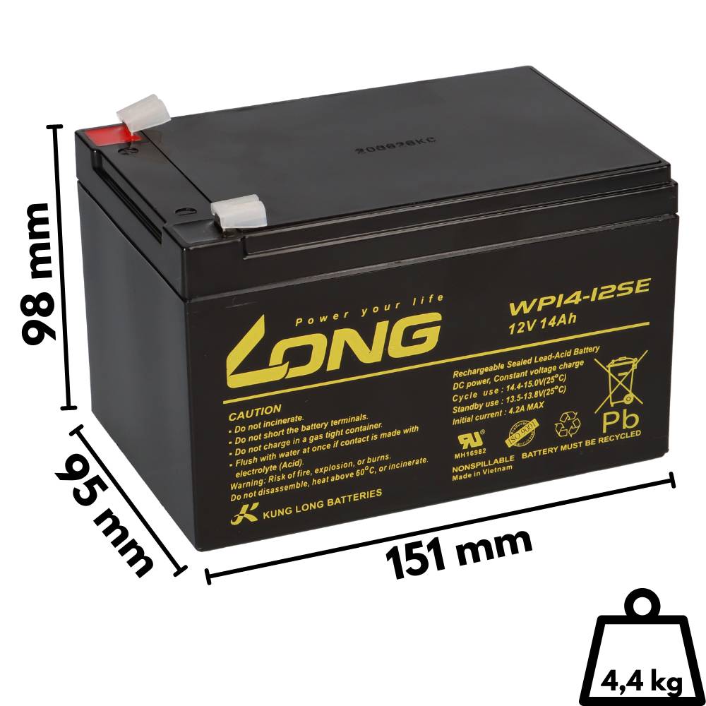 Kung Long WP14-12SE Akku-Satz 48V 14Ah für Mach1 1886 – 4x 12V AGM