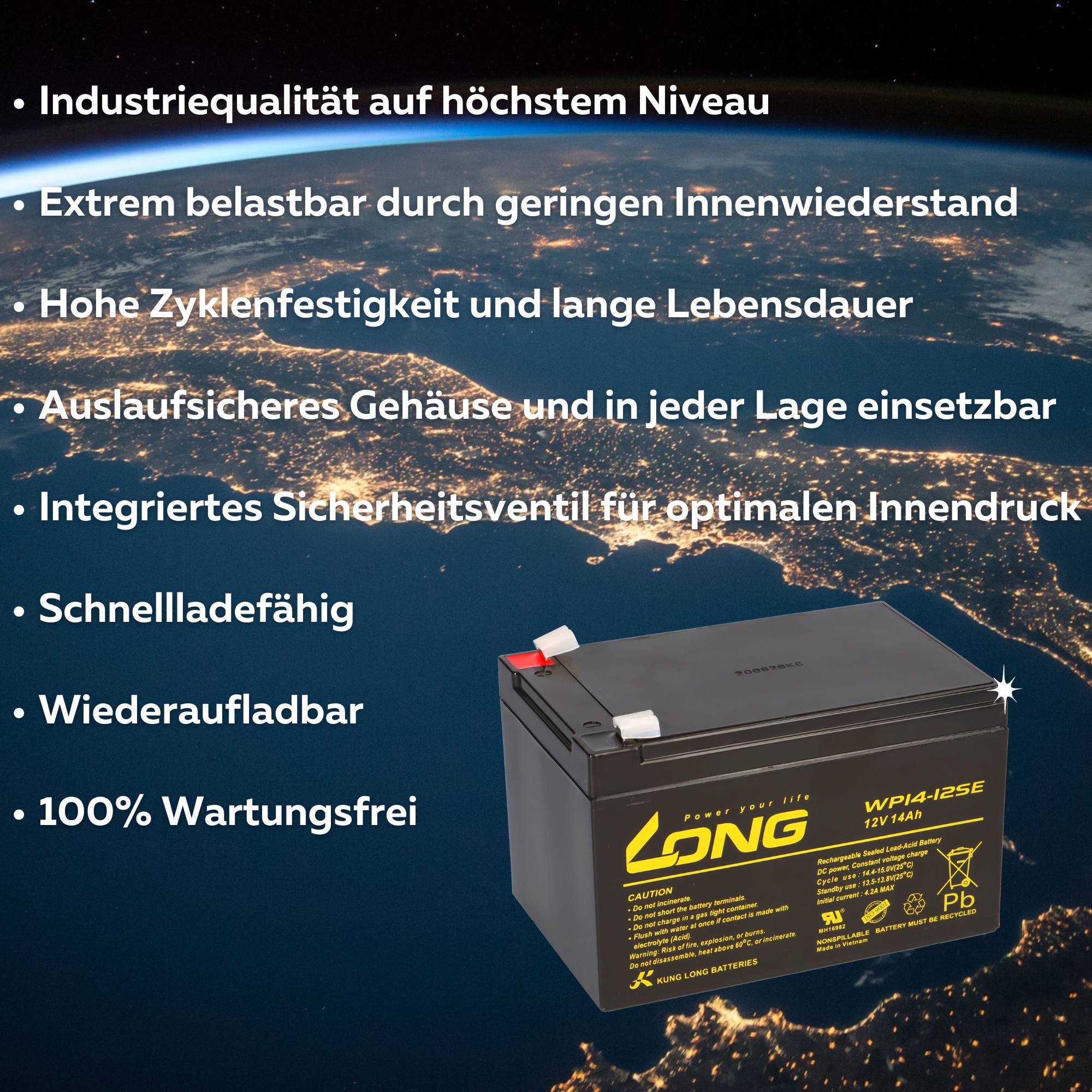 Kung Long WP14-12SE Akku-Satz 48V 14Ah für Mach1 1886 – 4x 12V AGM