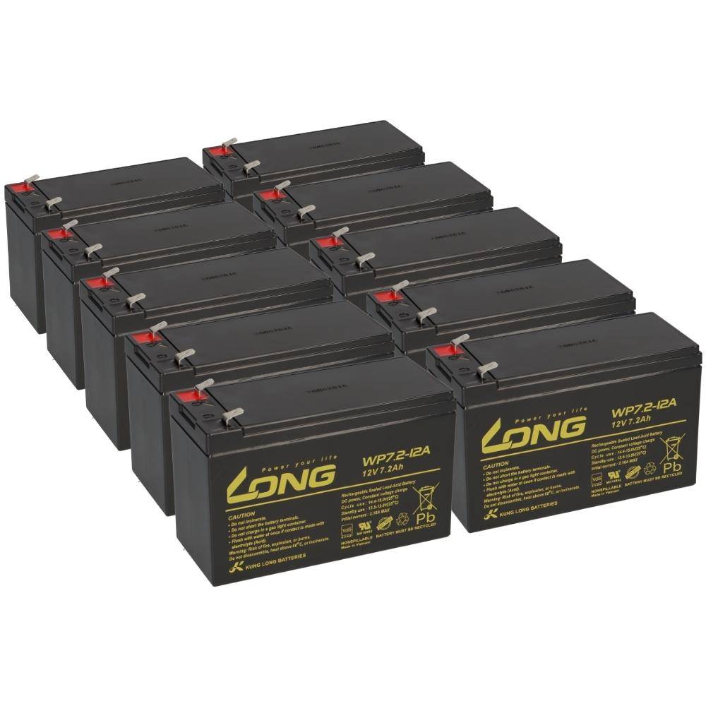 10x Kung Long WP7,2-12A F2 AGM Akku 12V 7,2Ah – Faston 6,3 mm
