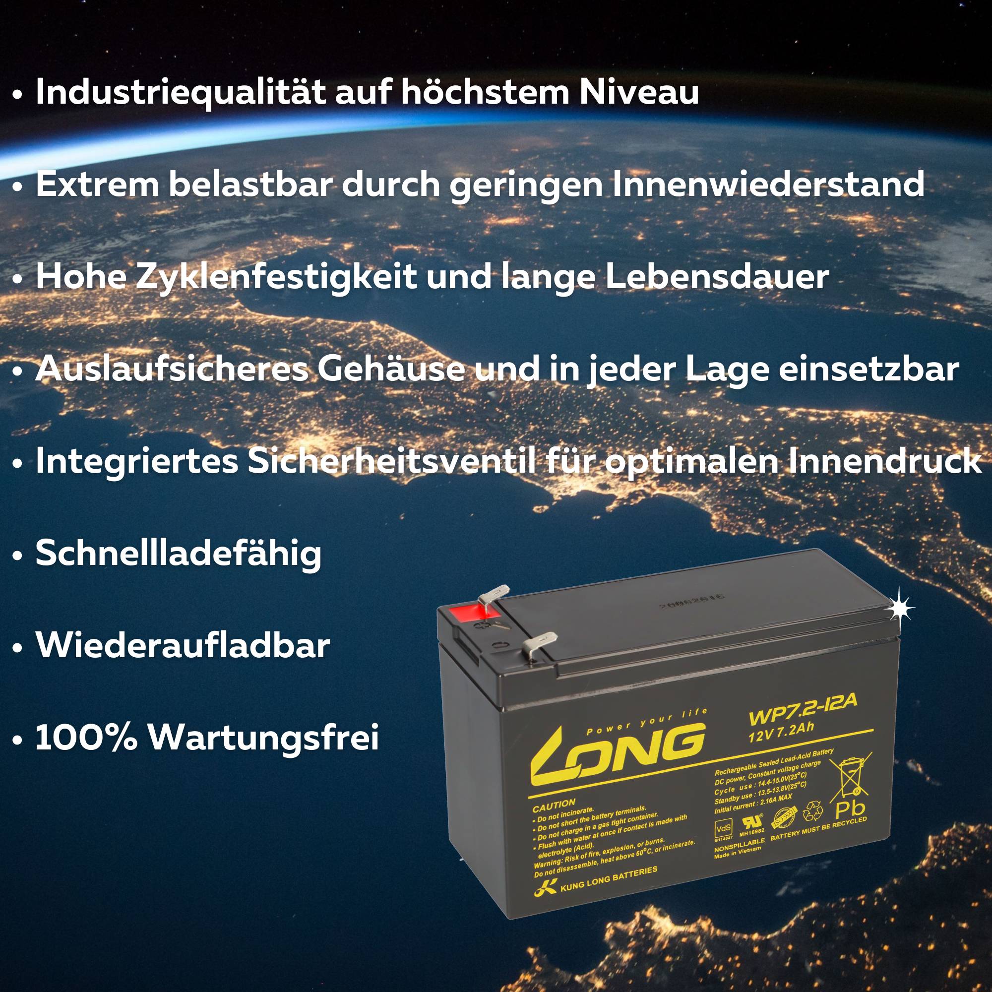 APC RBC48 Akkutausch-Service – Neubestückung mit 2x Kung Long AGM 12V 7,2Ah