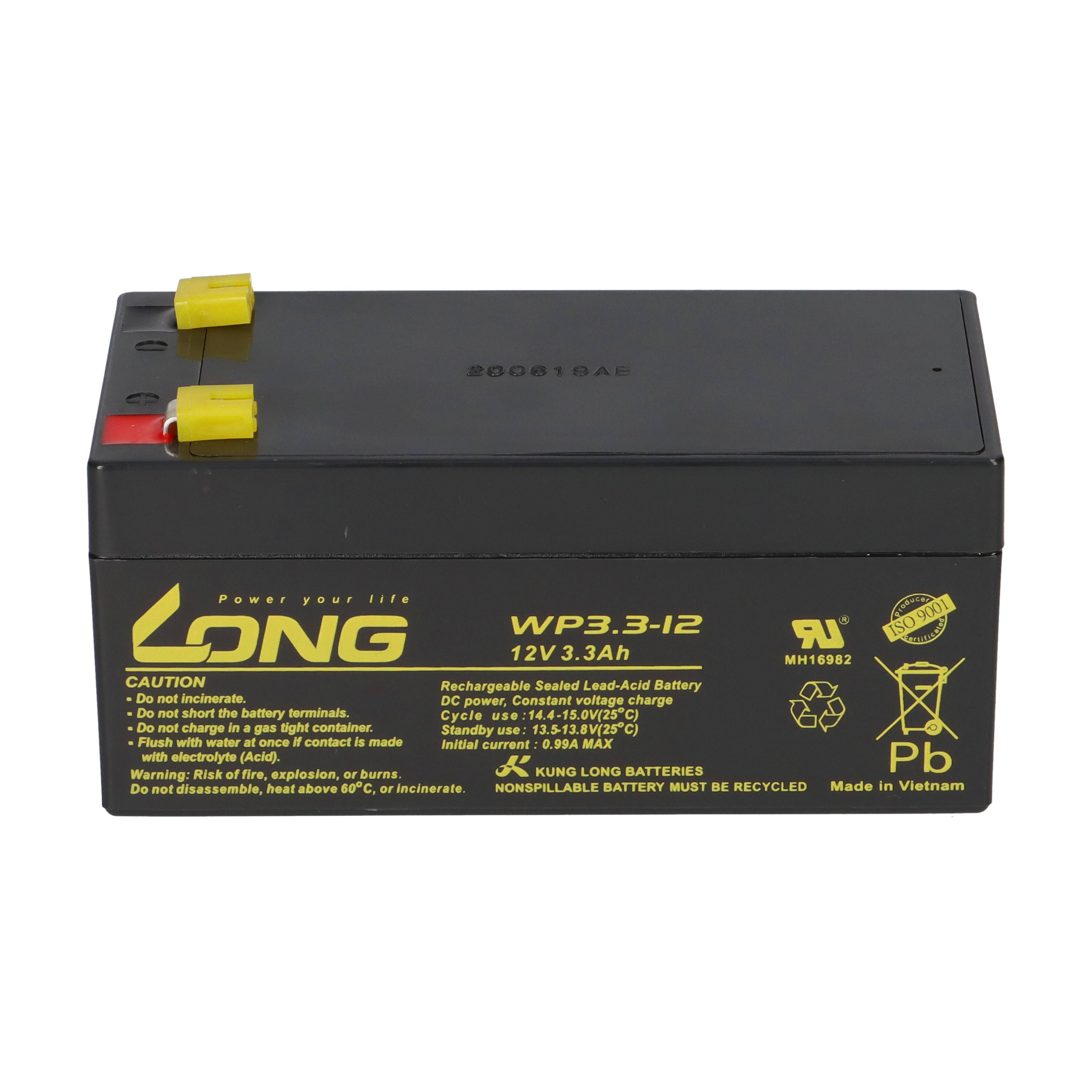 Kung Long WP3.3-12 AGM Akku 12V 3,3Ah – passend für BAT-LEAD-06 | VdS-Ausführung