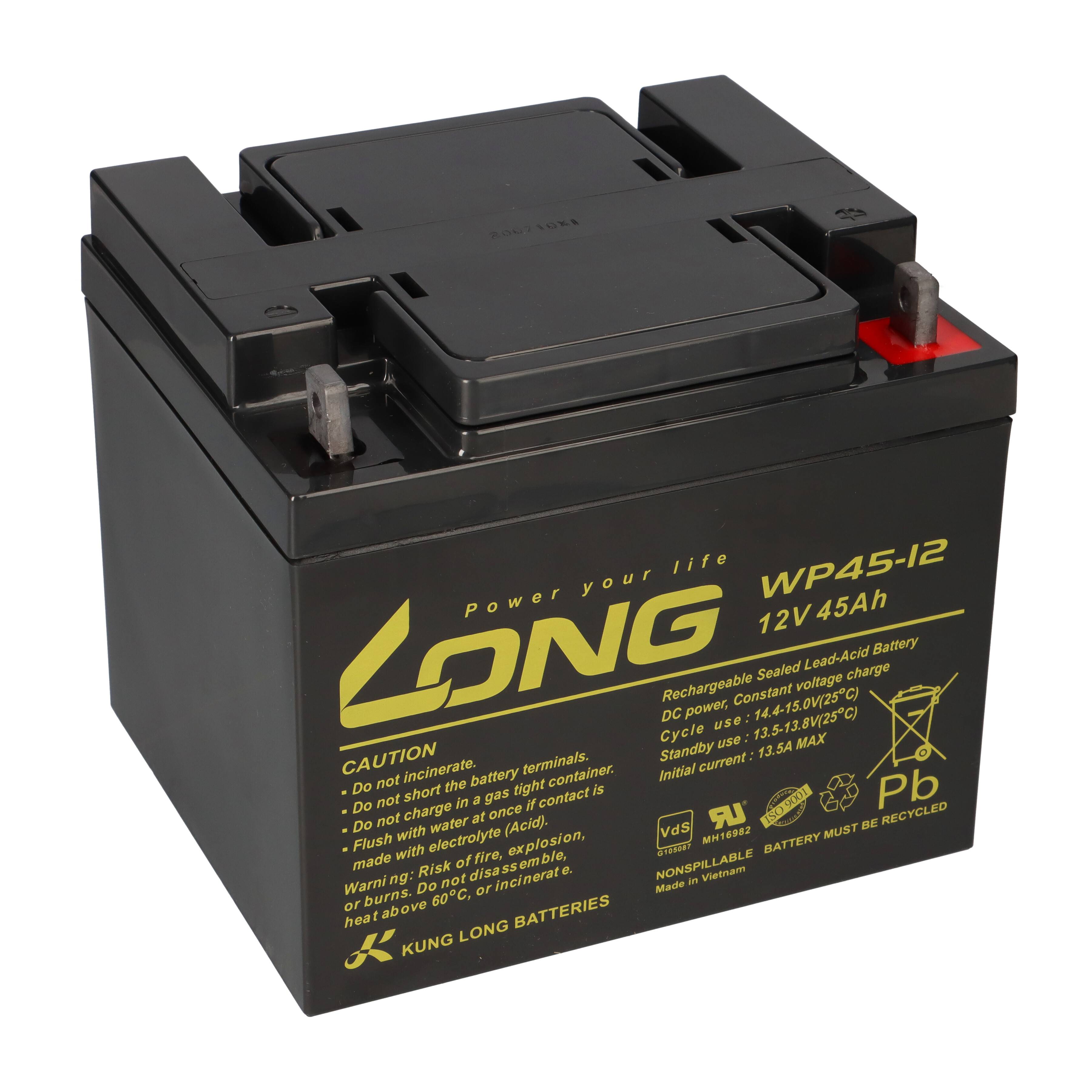 2x Kung Long WP45-12 AGM Akku 12V 45Ah VdS G105087 – 24V 45Ah Akkusatz