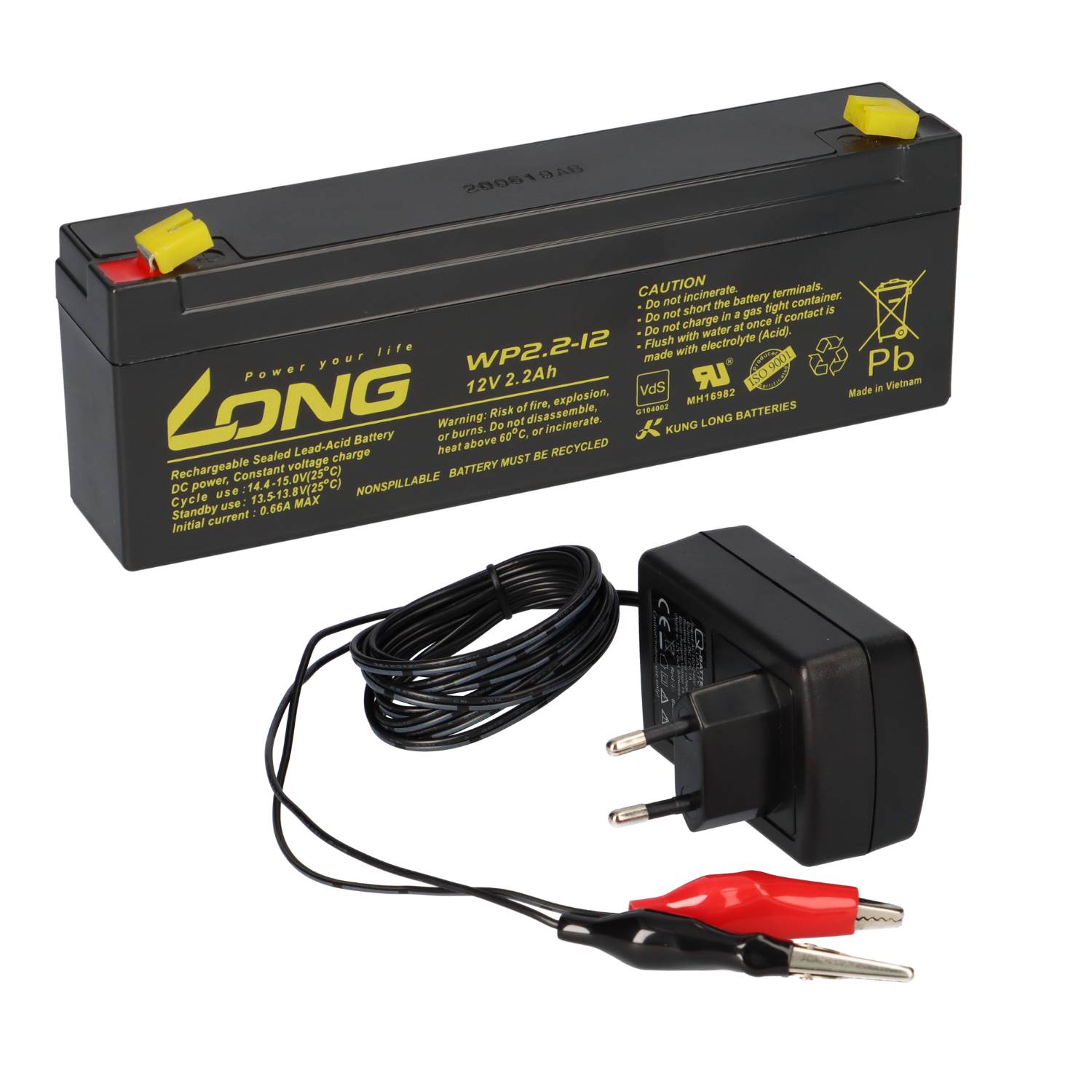 AGM BLEI AKKU BATTERIE 12V 2,2Ah + LADEGERÄT