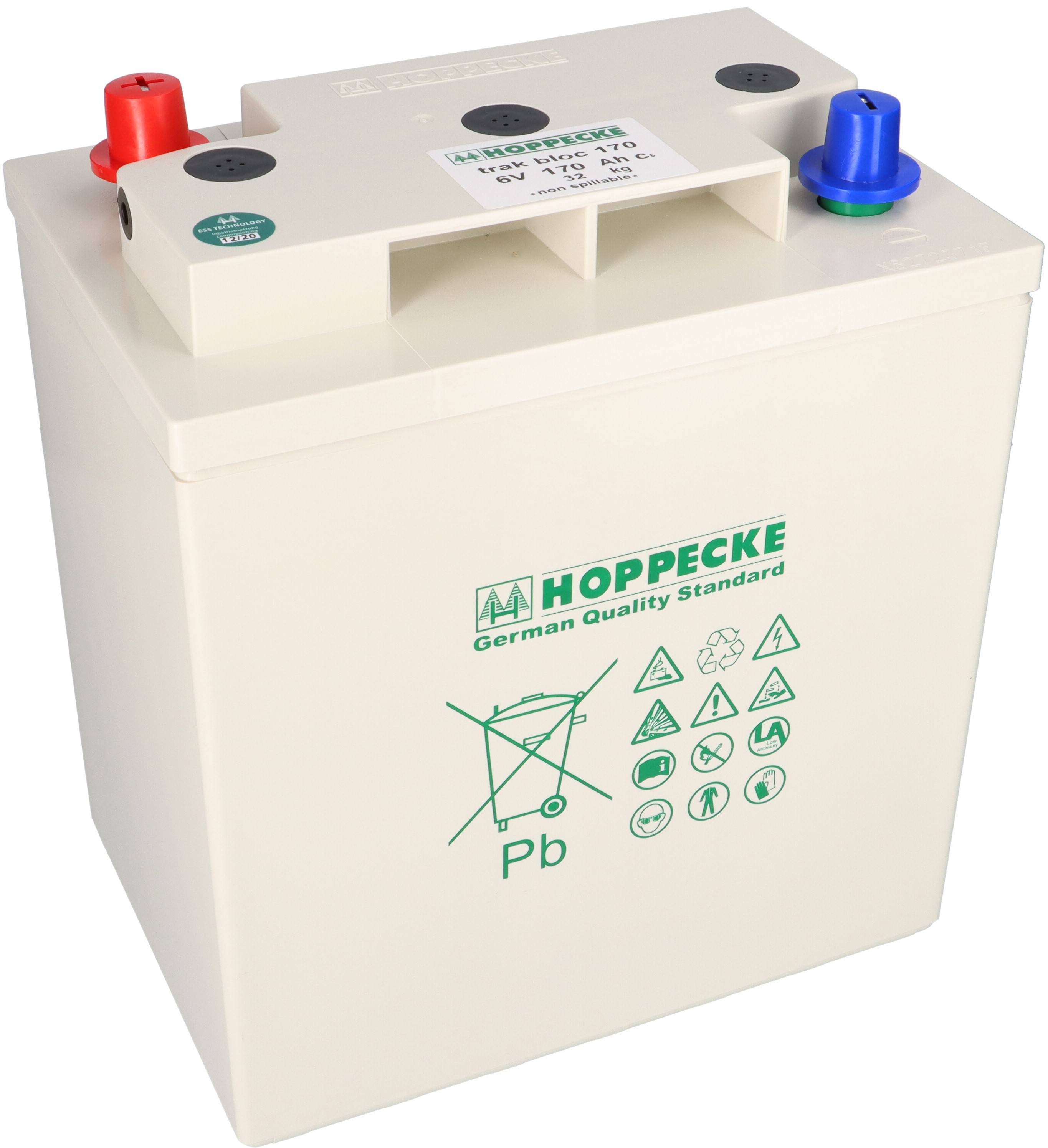Hoppecke trak bloc 6V 170Ah 6 TB 170 AGM Blei Traktions & Blockbatterie M8 mit Konusadapter