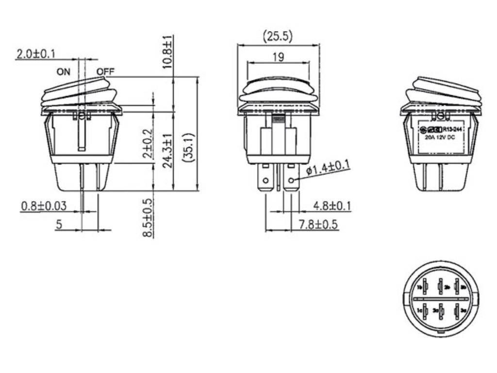 WIPPENSCHALTER MIT BELEUCHTUNG - ROTE LED 12V- 2P/ON-OFF