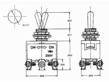 KIPPSCHALTER - MAXI - DPDT (EIN)-AUS-(EIN) 10A/250V