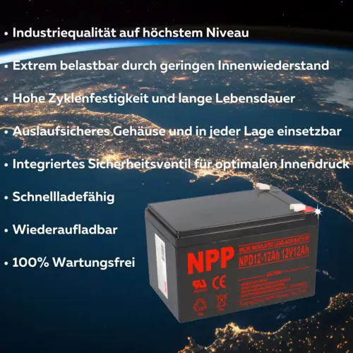NPP Blei-Akku AGM NPD 12-12 12V 12Ah zyklenfest NPP Blei-Akku AGM NPD 12-12 12V 12Ah zyklenfest
