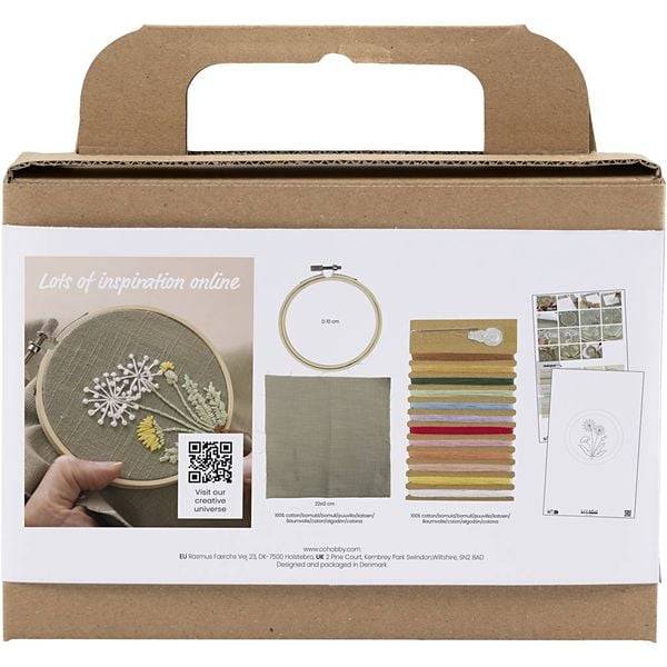 Creativ Company DIY Sets Sticken & Nadelstanzen Mini Kreativ Set Sticken, Staubgrün, Stickrahmen, Kreativ Box