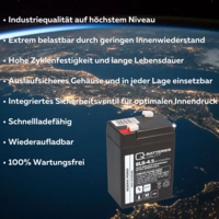 Set Q-Batteries BL 6-0,6 Ladegerät + Blei Akku 6LS-4.5 6V 4,5Ah Blei-Vlies AGM VRLA Set Q-Batteries BL 6-0,6 Ladegerät + Blei Akku 6LS-4.5 6V 4,5Ah Blei-Vlies AGM VRLA