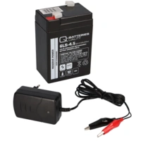 Set Q-Batteries BL 6-0,6 Ladegerät + Blei Akku 6LS-4.5 6V 4,5Ah Blei-Vlies AGM VRLA Set Q-Batteries BL 6-0,6 Ladegerät + Blei Akku 6LS-4.5 6V 4,5Ah Blei-Vlies AGM VRLA