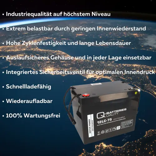 4x Q-Batteries 12LC-75 / 12V - 77Ah Blei Akku Zyklentyp AGM - Deep Cycle VRLA 4x Q-Batteries 12LC-75 / 12V - 77Ah Blei Akku Zyklentyp AGM - Deep Cycle VRLA