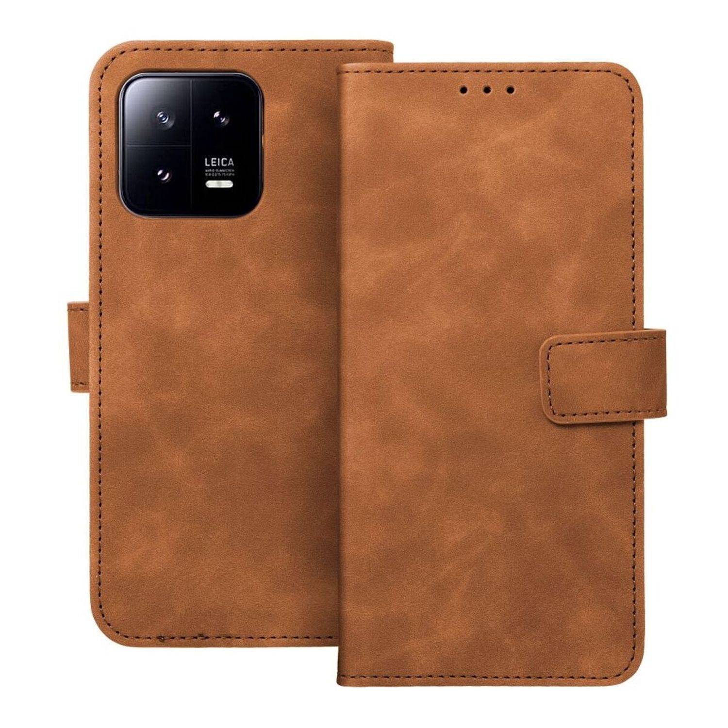 Tender Buchtasche Leder Hülle Magnet Tasche kompatibel mit iPhone 15 Pro Max Braun
