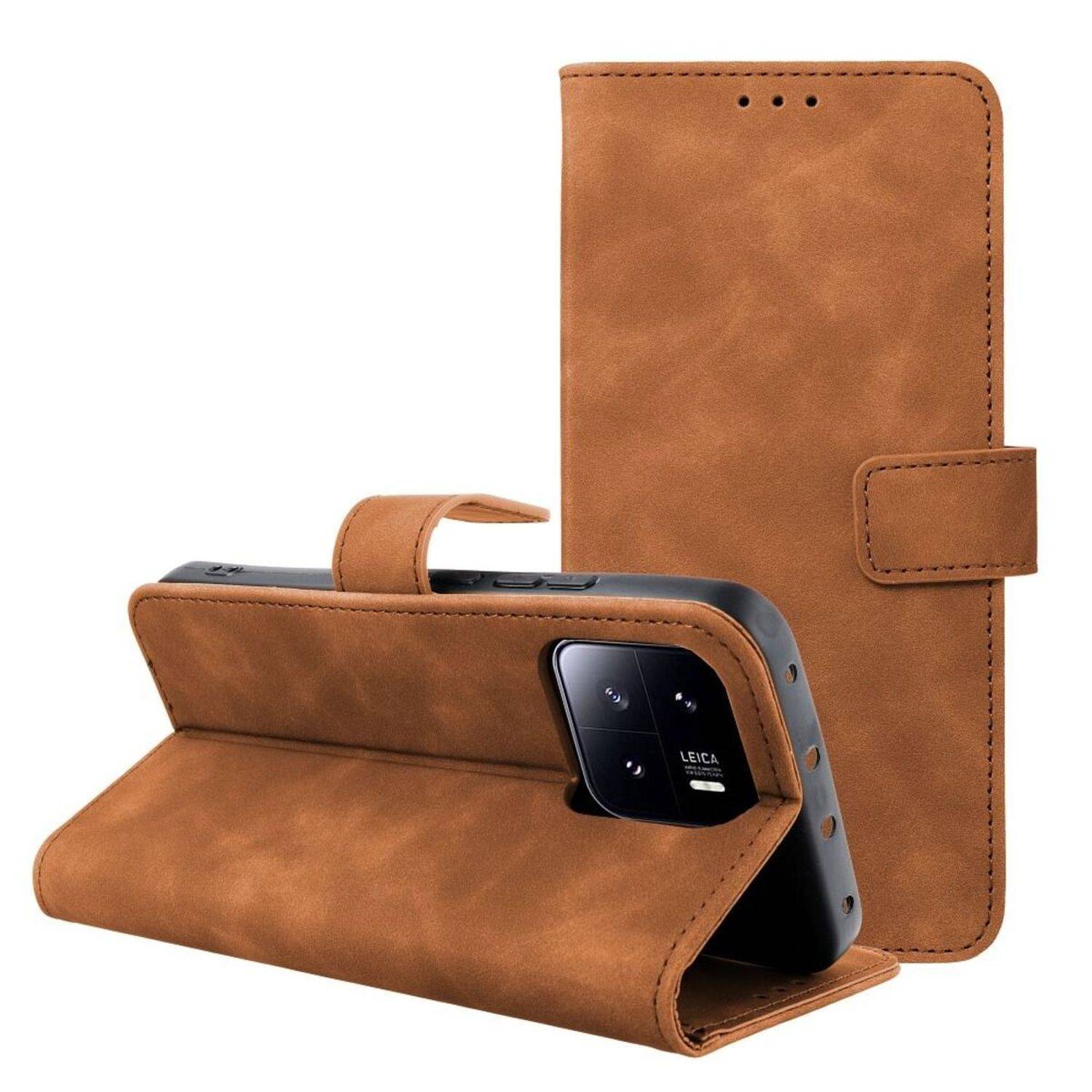 Tender Buchtasche Leder Hülle Magnet Tasche kompatibel mit iPhone 15 Pro Max Braun