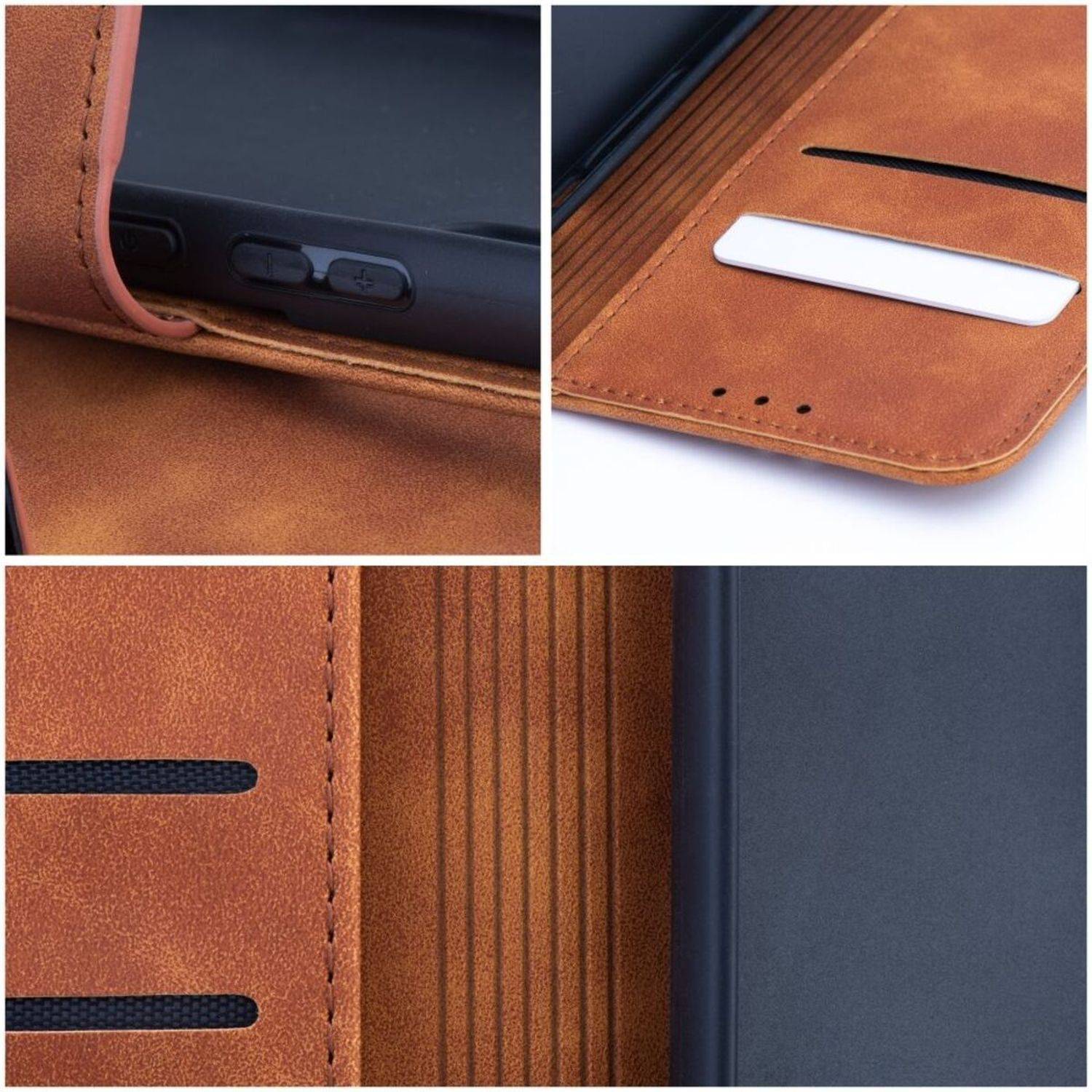 Tender Buchtasche Leder Hülle Magnet Tasche kompatibel mit iPhone 15 Pro Max Braun