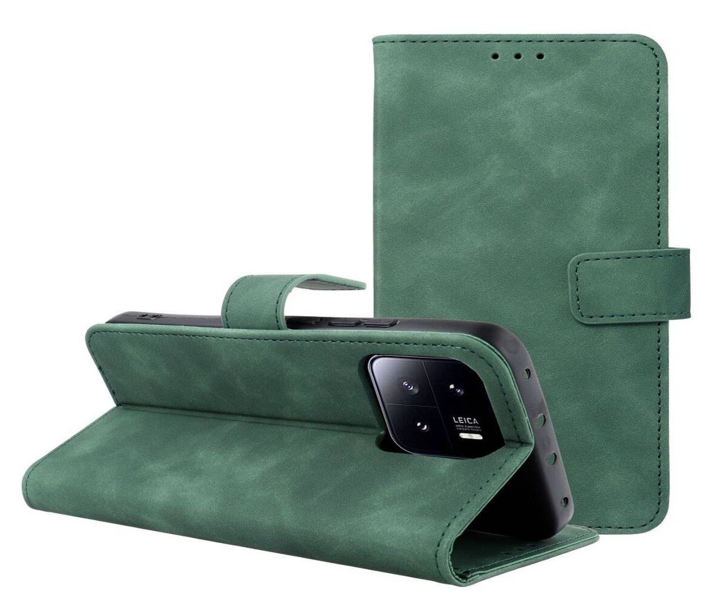 Tender Buchtasche Leder Hülle Magnet Tasche kompatibel mit iPhone 15 Grün