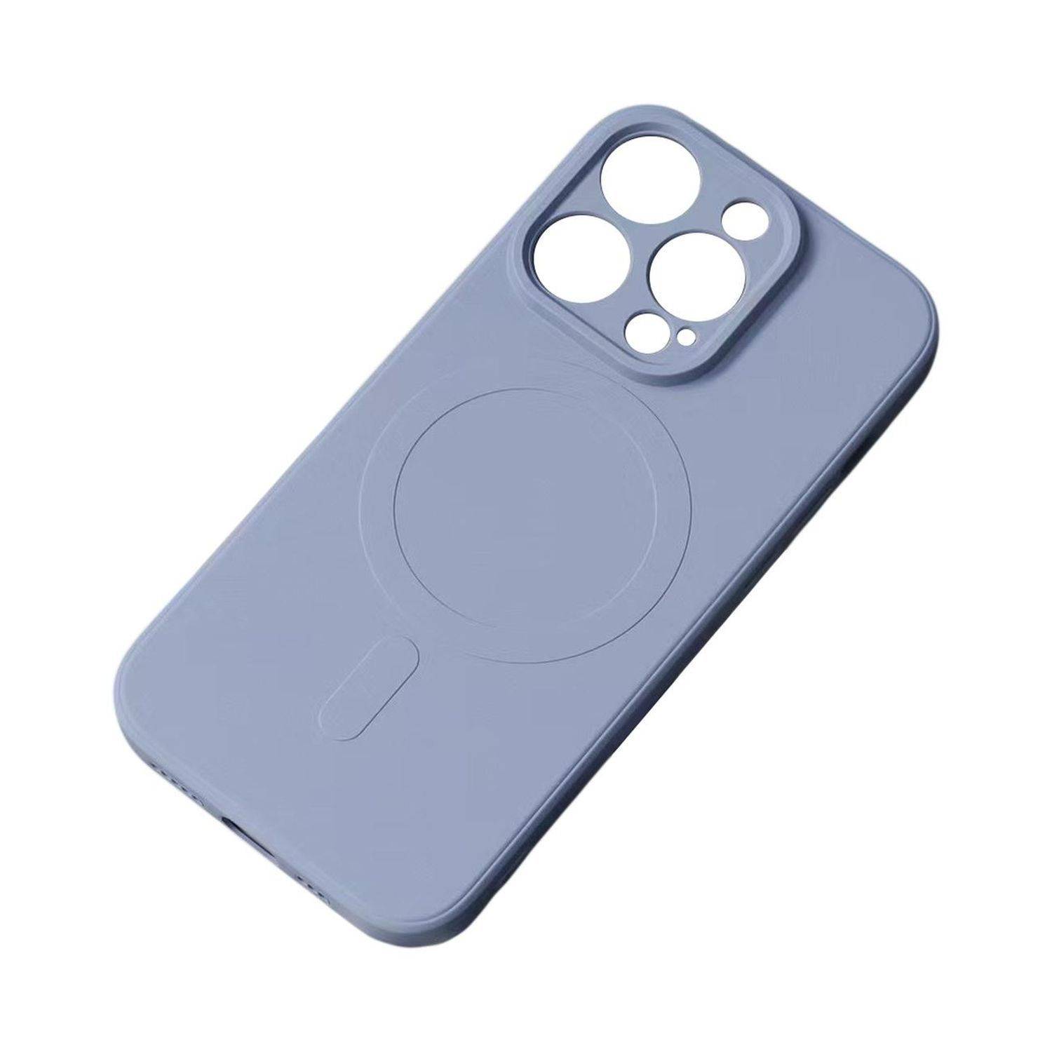 Silikonhülle Cover MagSafe kompatibel mit iPhone 15 Plus Grau