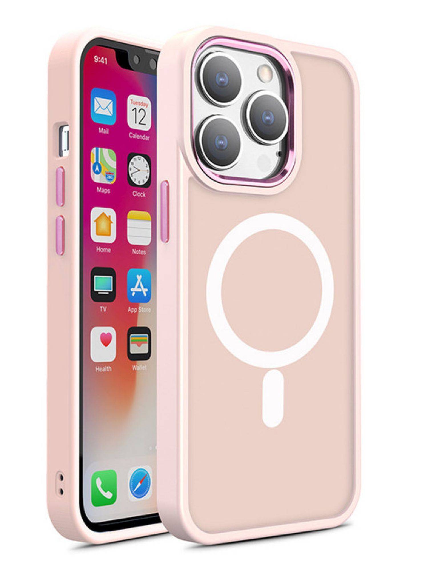 Matte MagSafe Color Hülle kompatibel mit iPhone 15 Rosa