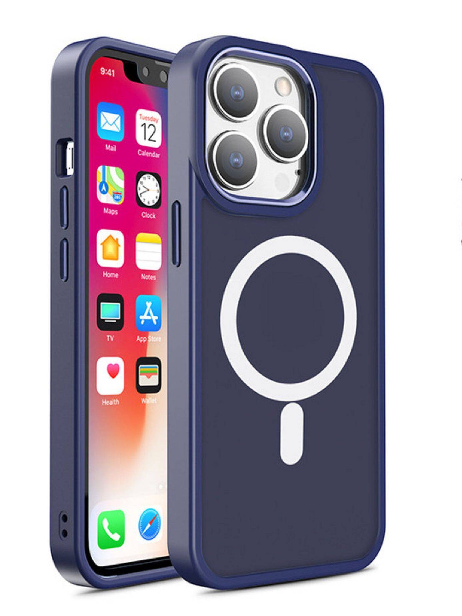 Matte MagSafe Color Hülle kompatibel mit iPhone 15 Pro Max Marineblau