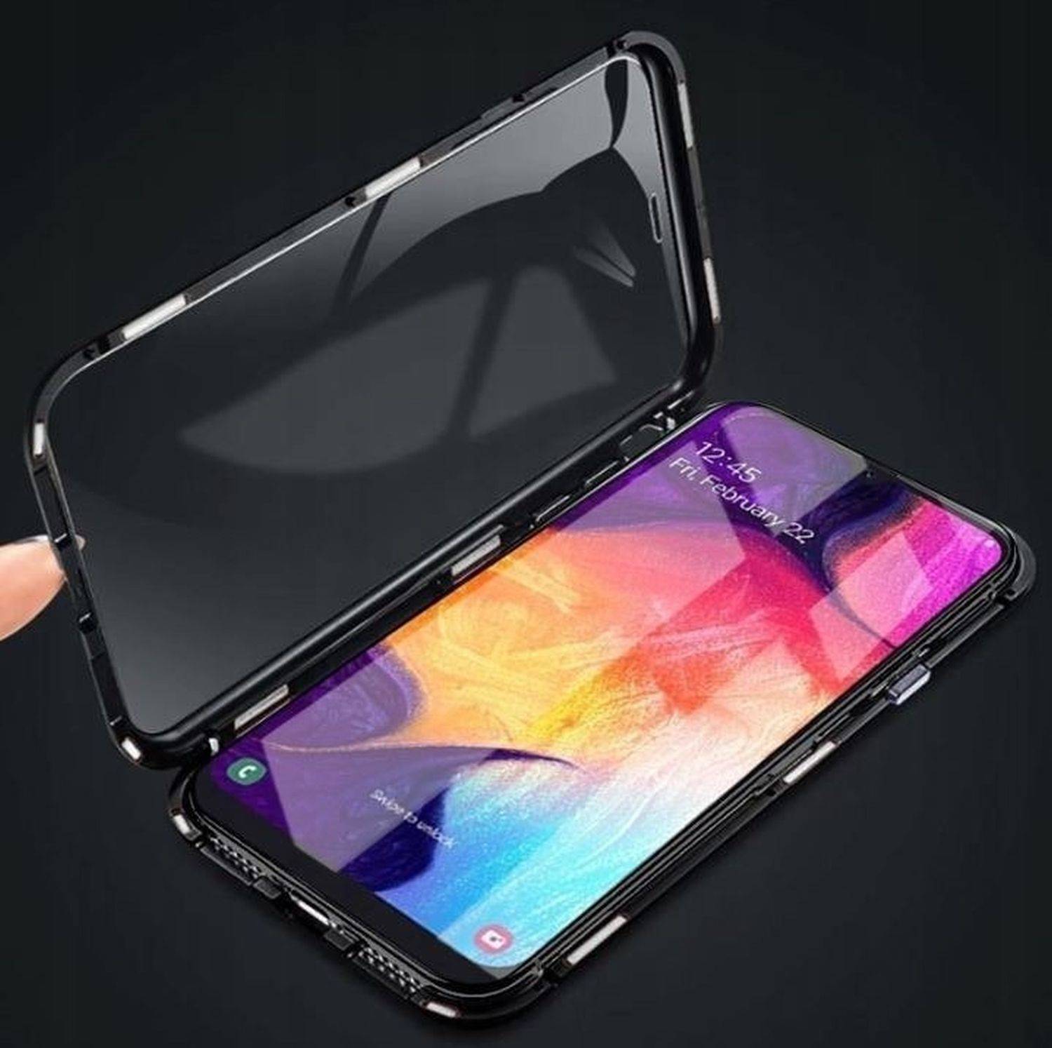 360 Magnet Slim Metall Case mit Schutzglas Vorne+Hinten kompatibel mit iPhone 15
