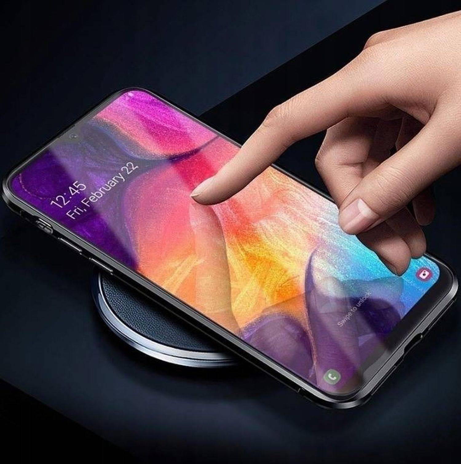 360 Magnet Slim Metall Case mit Schutzglas Vorne+Hinten kompatibel mit iPhone 15