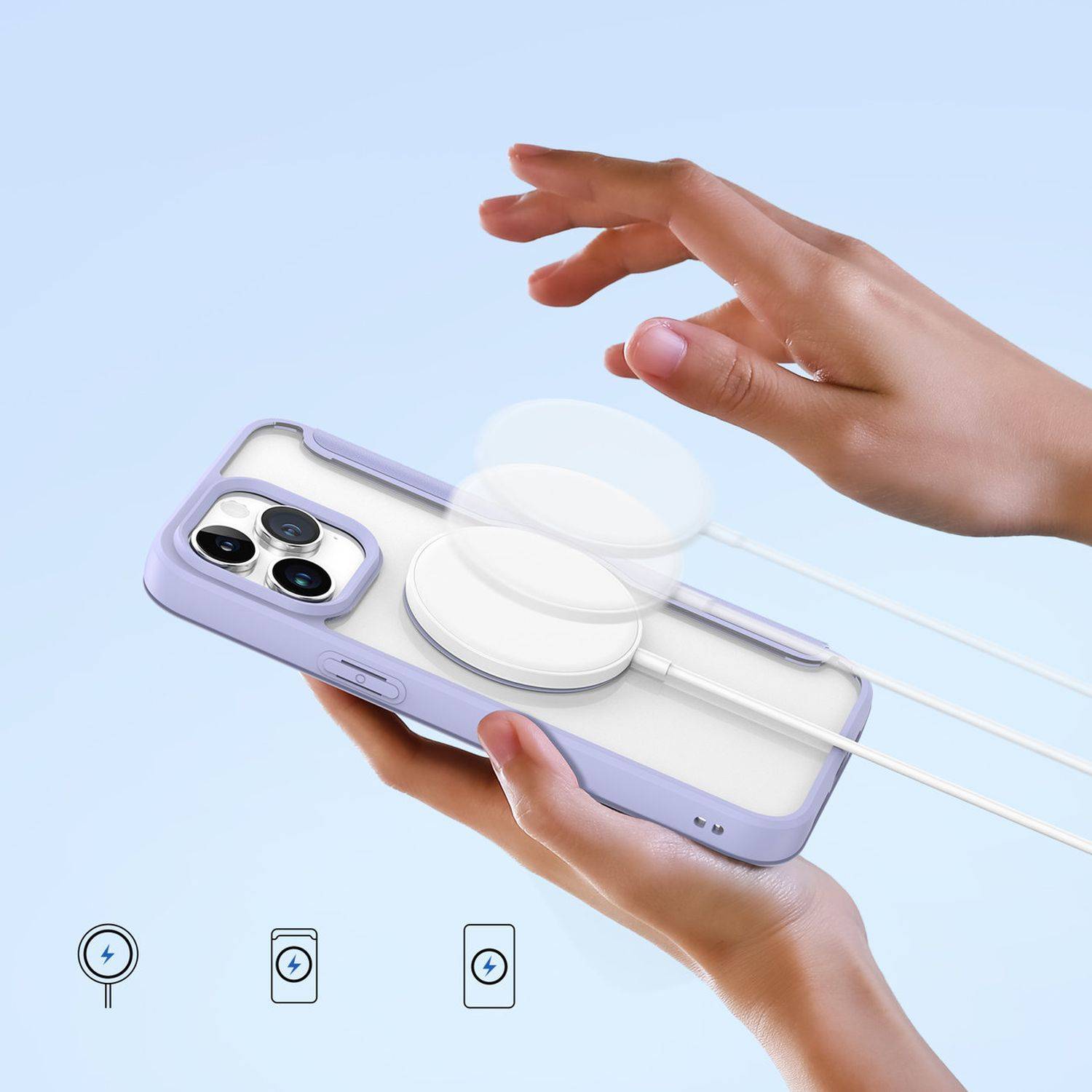 Dux Ducis Skin X Pro Magnetische Flip MagSafe Hülle kompatibel mit iPhone 15 Pro Max Lila