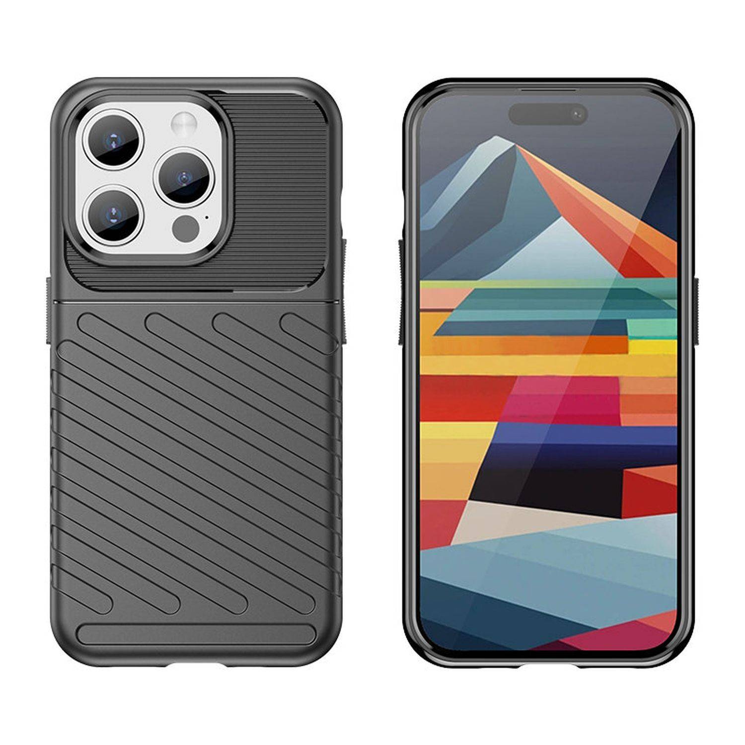 Gepanzerte Thunder Bumper Handy Hülle kompatibel mit iPhone 15 Blau