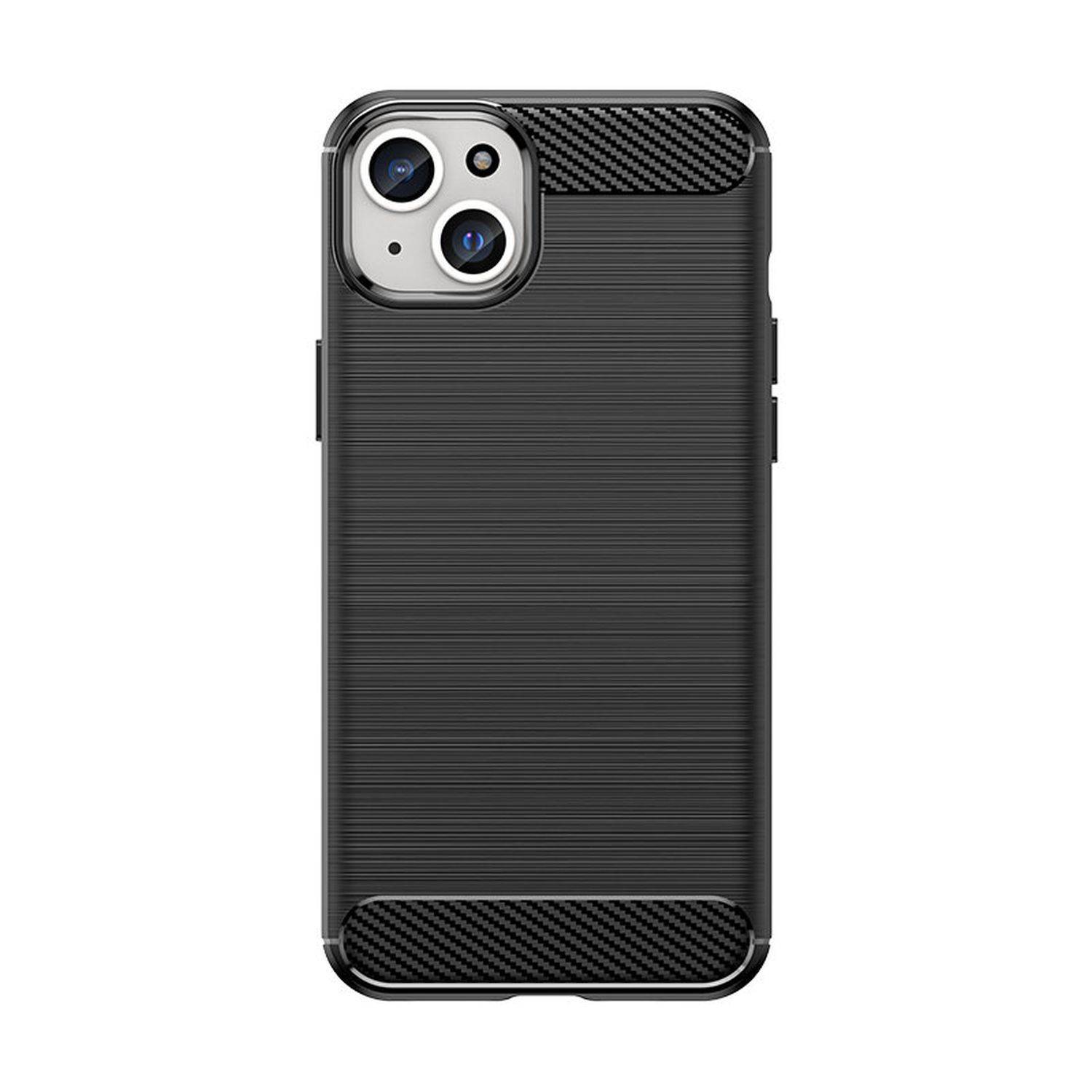 Flexible Carbon Hülle Bumper kompatibel mit iPhone 15 Schwarz