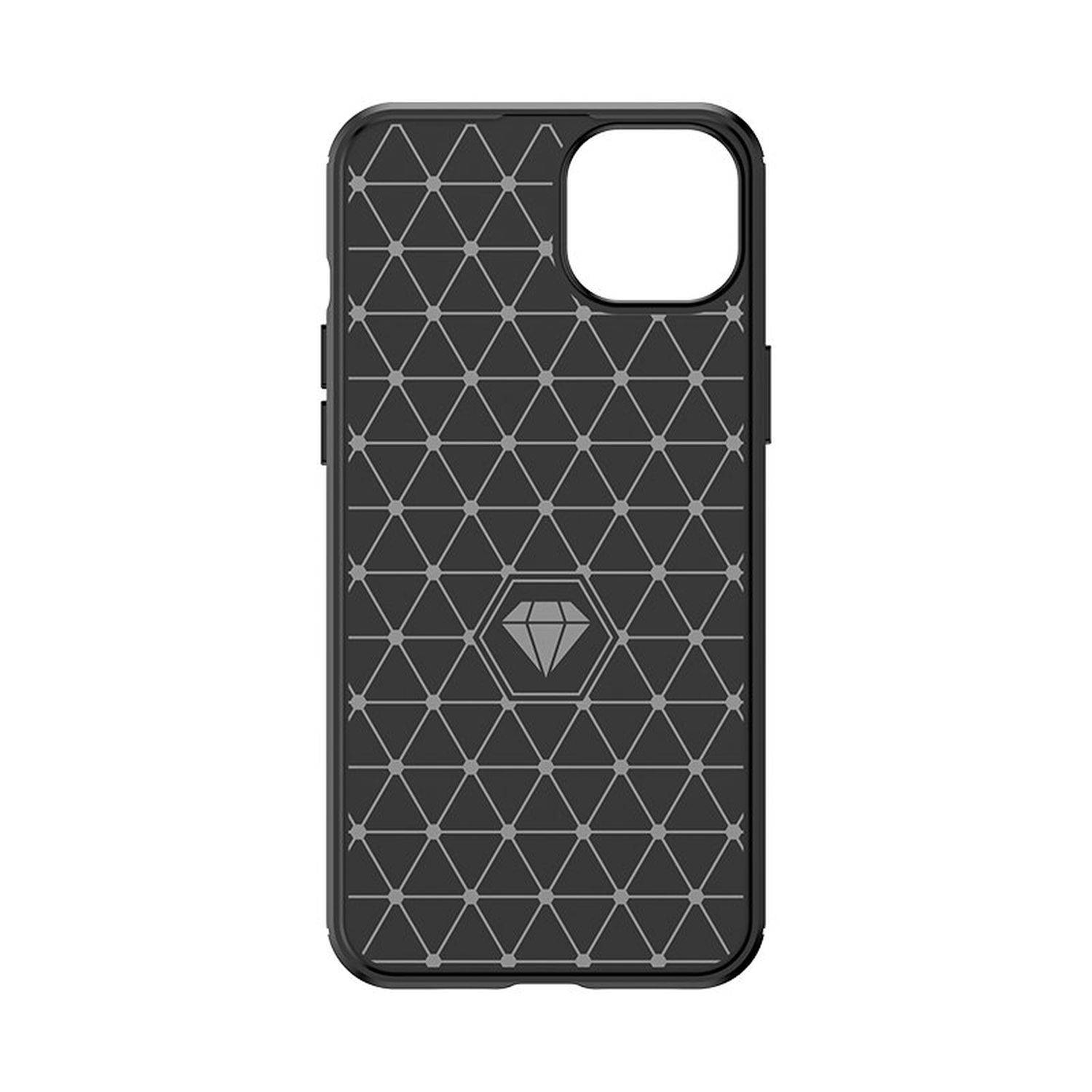 Flexible Carbon Hülle Bumper kompatibel mit iPhone 15 Pro Max Schwarz