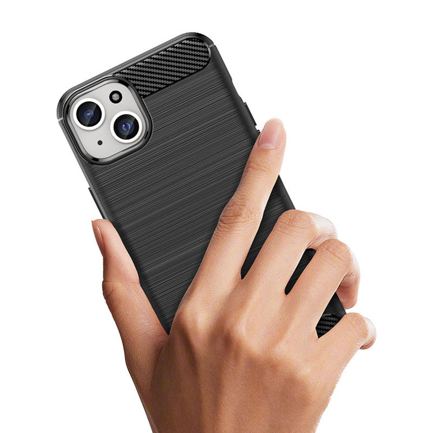 Flexible Carbon Hülle Bumper kompatibel mit iPhone 15 Pro Max Blau