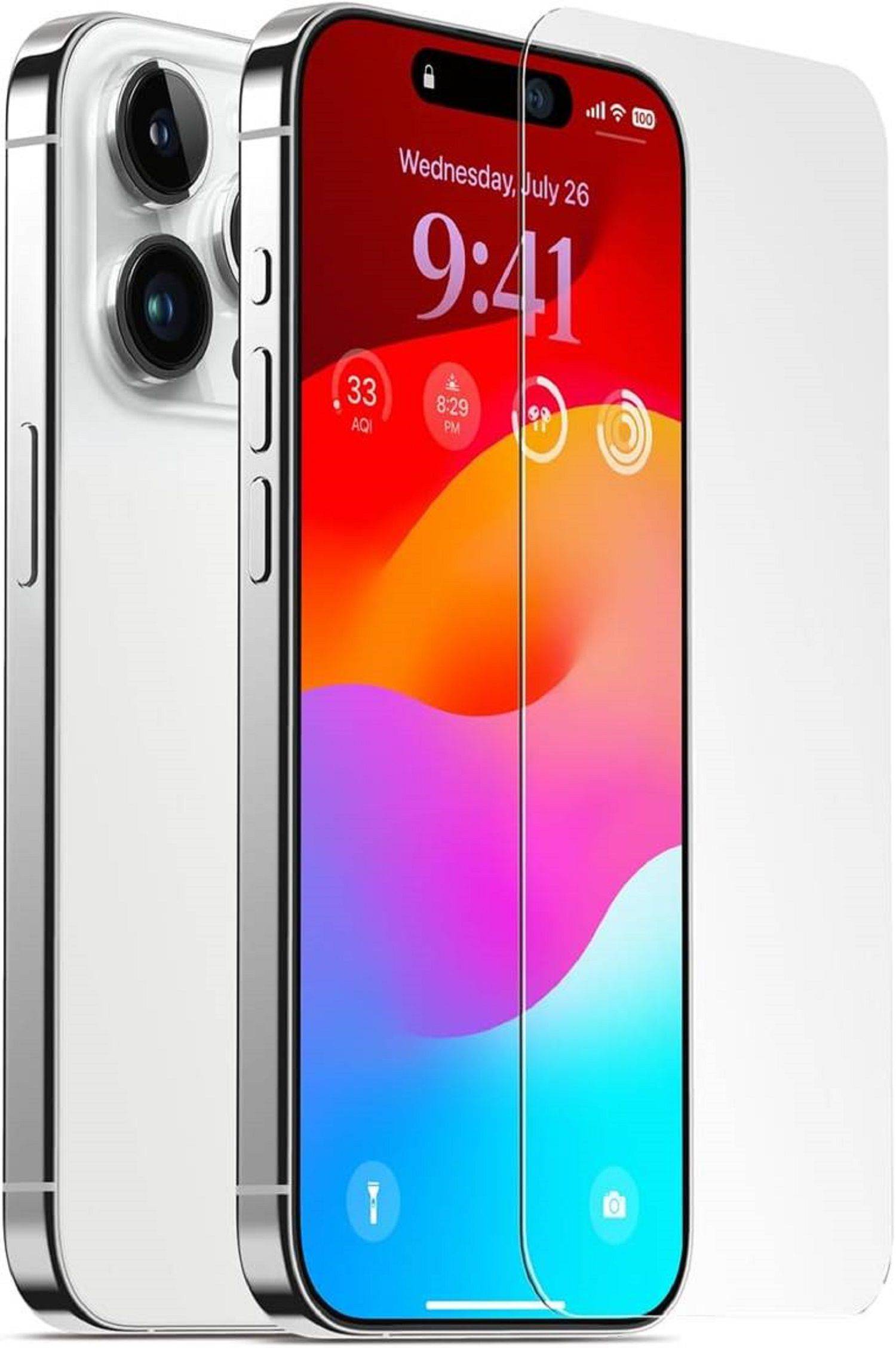 9H Gehärtetes Glas Schutzglas kompatibel mit iPhone 15 Pro Max