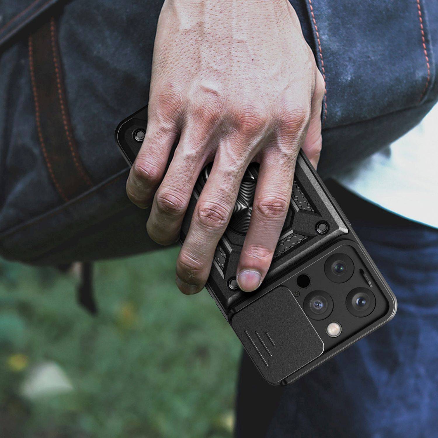 Hybrid Armor Camshield-Hülle mit Ring Ständer und Kameraschutz für iPhone 15 Blau