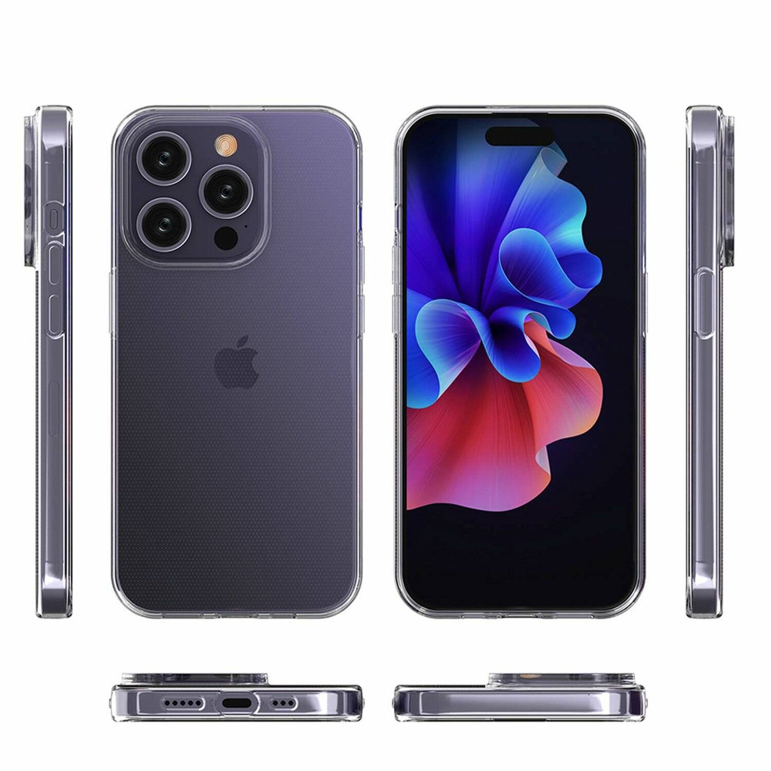 Silikon Hülle 0,5mm Bumper Cover Ultra Clear kompatibel mit iPhone 15 Pro