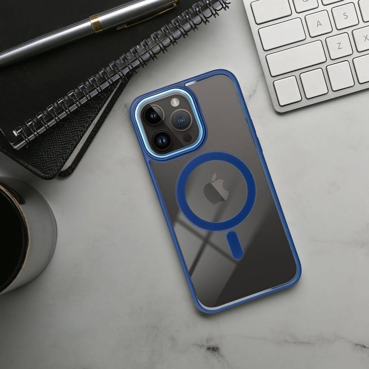 Color Edge Mag Cover kompatibel mit Mag Safe kompatibel mit iPhone 15 Pro Max Blau