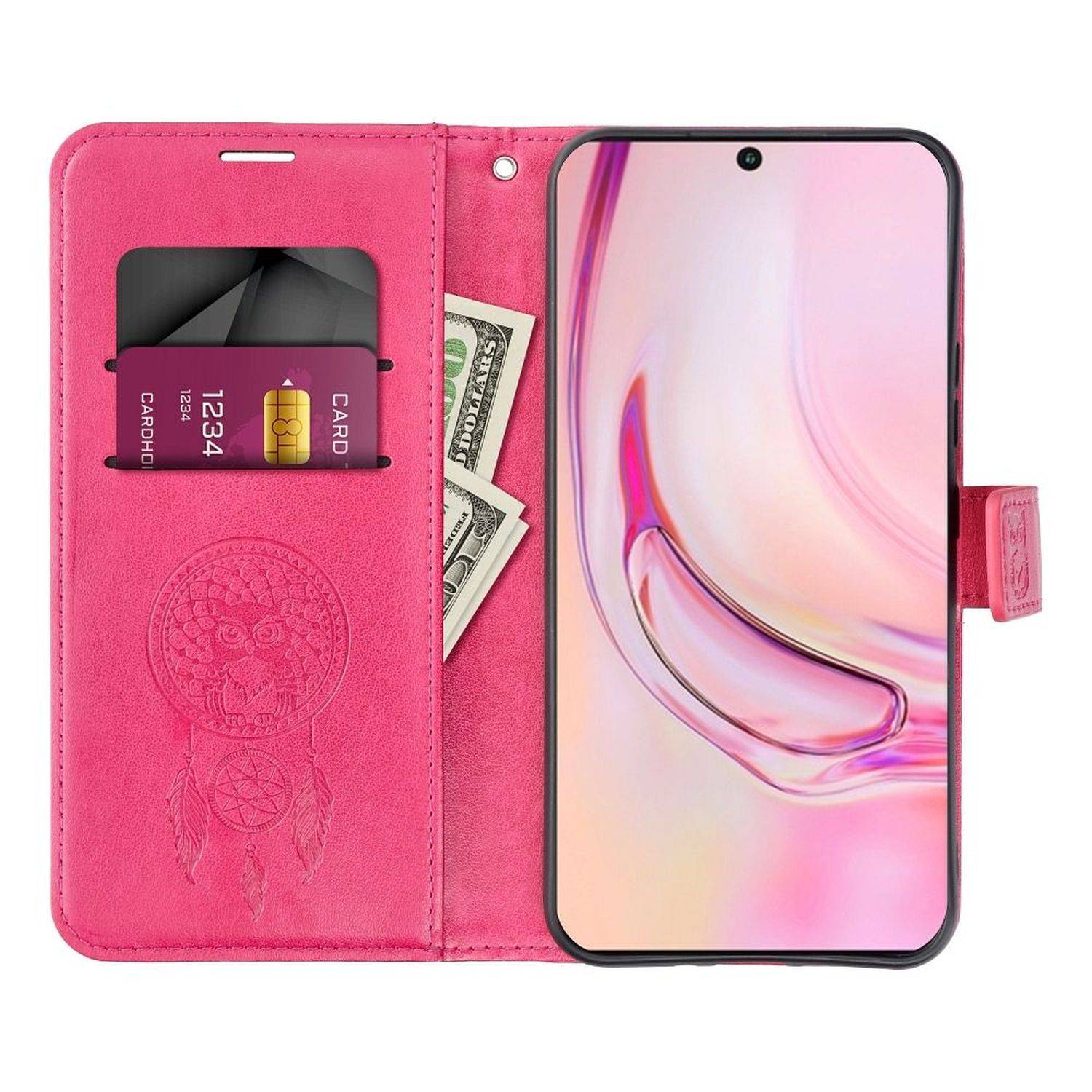 Mezzo Buchtasche Mandala Magnet Hülle kompatibel mit iPhone 15 Pro Max Rot