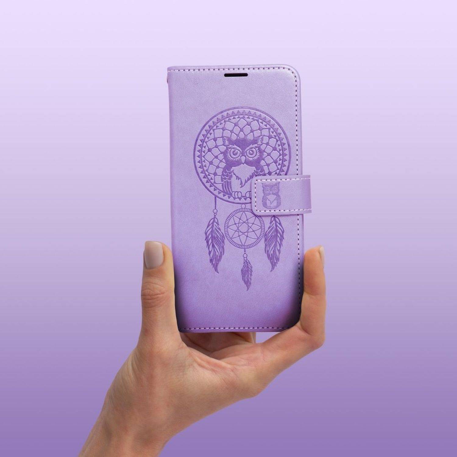 Mezzo Buchtasche Mandala Magnet Hülle kompatibel mit iPhone 15 Pro Lila