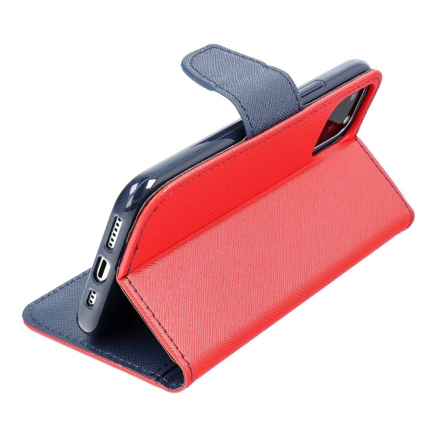 Fancy Buch Holster Tasche kompatibel mit iPhone 15 Pro Max Rot-Blau