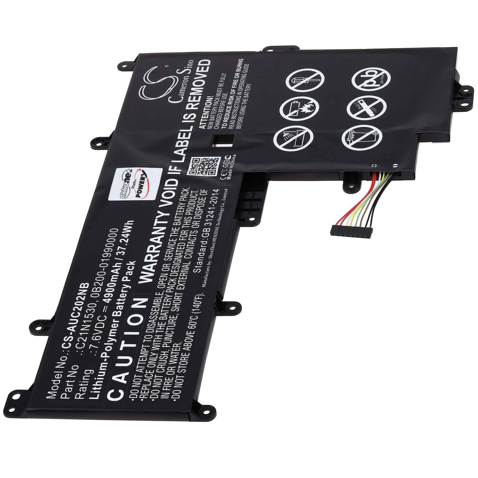 Powery Akku für Laptop Asus E201NA-1D, 7,6V, Li-Polymer