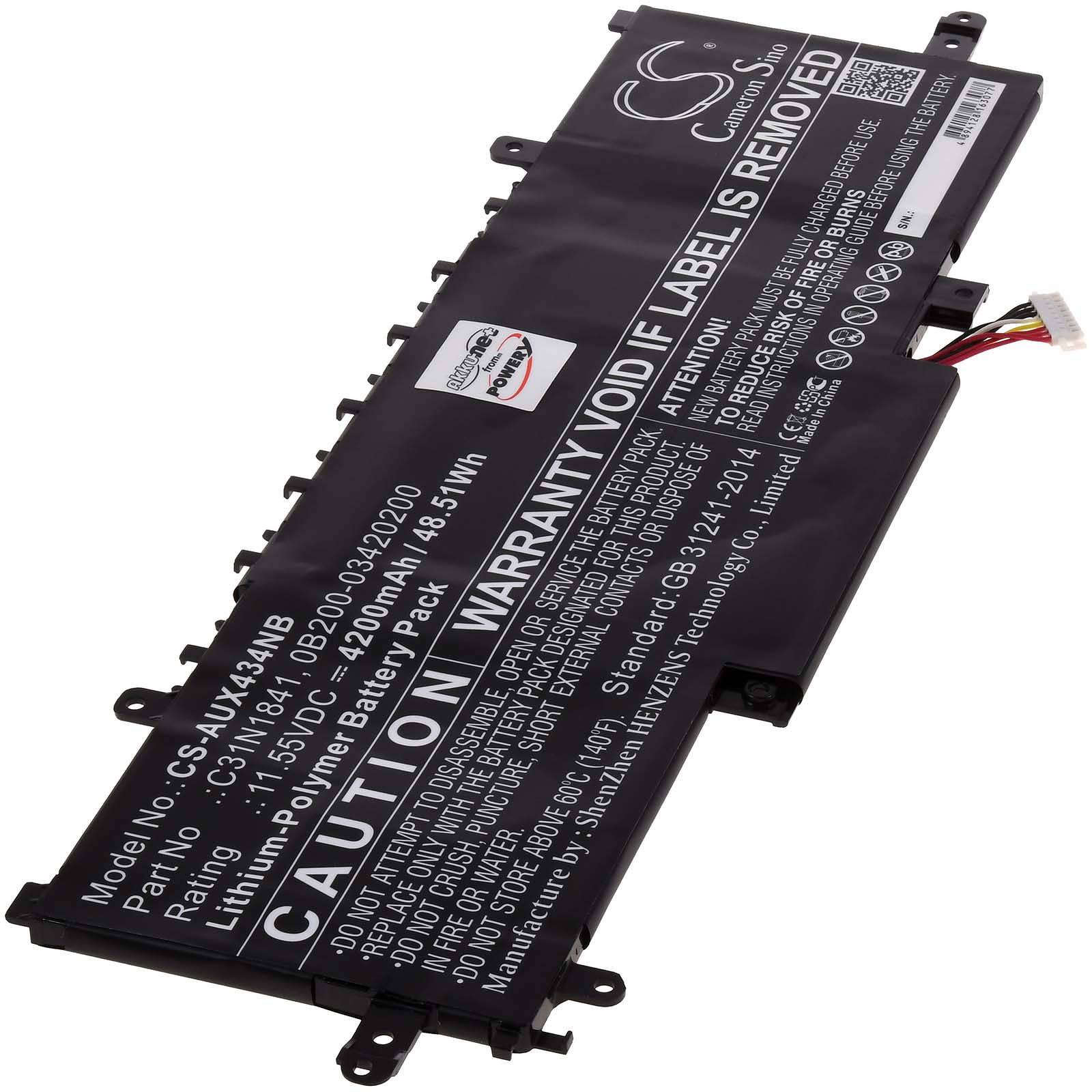 Powery Akku für Laptop Asus ZenBook 14 UM433IQ-A5026T, 11,55V, Li-Polymer
