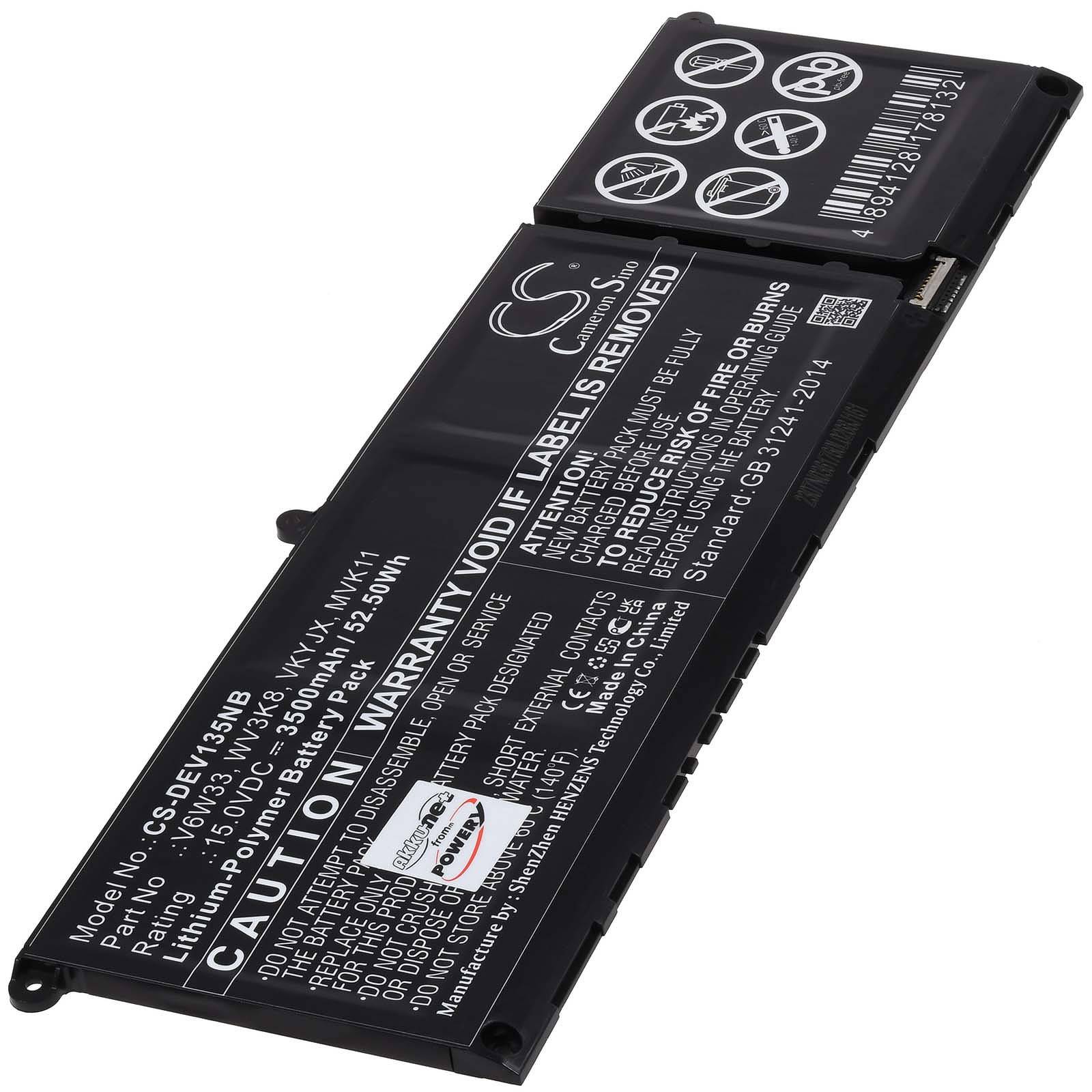 Powery Akku für Laptop Dell Inspiron 15 5510, 15V, Li-Polymer